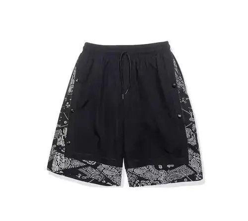 Japanese Brand 21SS Indigo Union Japan Black Bandana Paisley Side Shorts Size US 31 - 1 Thumbnail