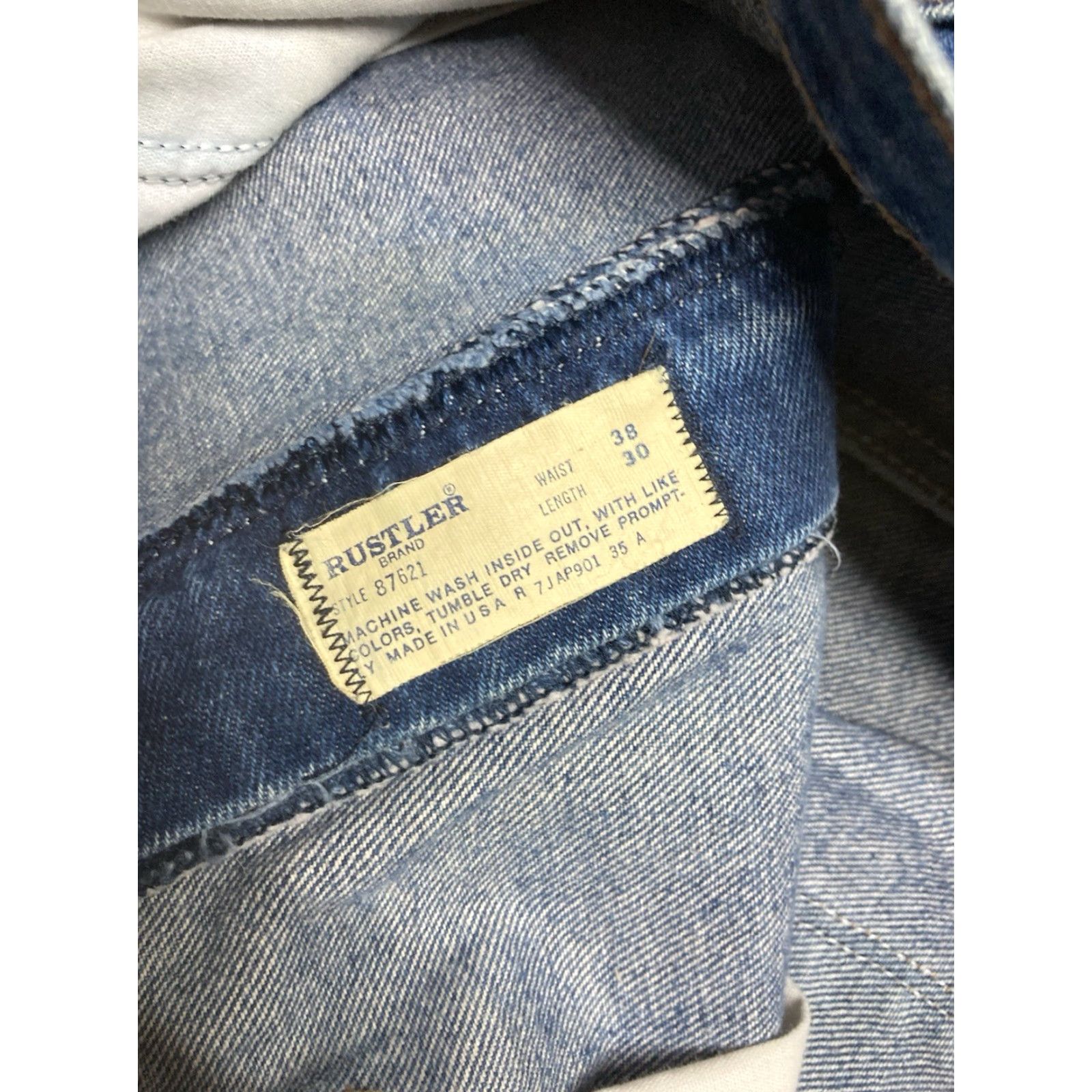 Denime VINTAGE Rustler Jeans Men 37x30 Blue Denim Straight USA 80s Talon Jeans Straight Leg Inseam 30 Inseam 30 Mens Blue Size US 37 - 5 Thumbnail