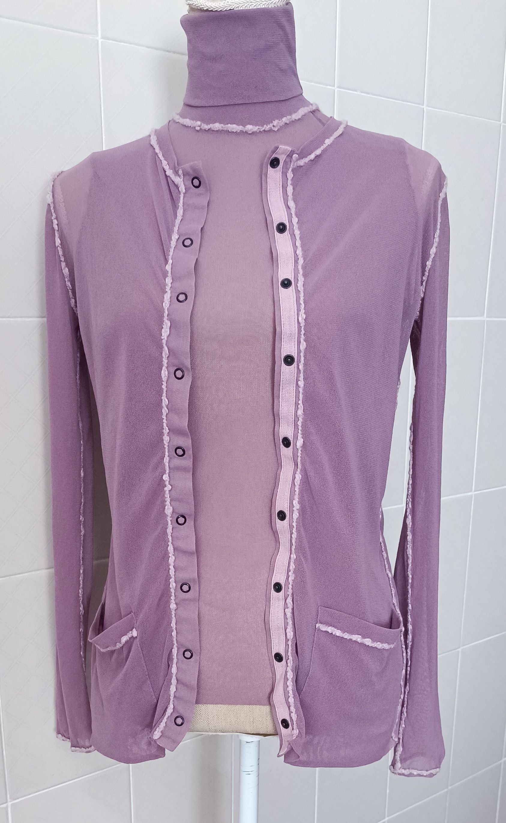 Jean Paul Gaultier 90's - Twinset - Lilac mesh tank top and jacket Size S / US 4 / IT 40 - 14 Thumbnail