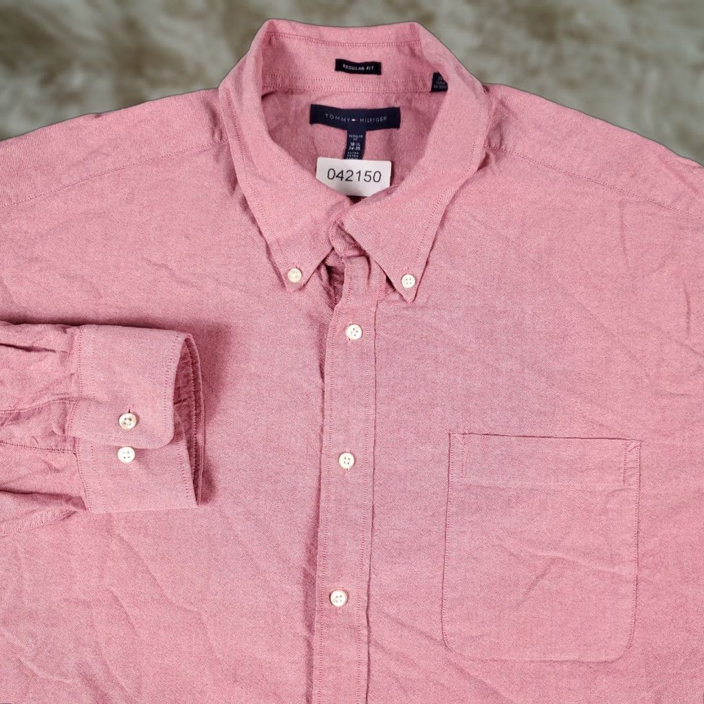 Tommy Hilfiger TOMMY HILFIGER Shirt Mens 2XL Red Casual Button-Up Long Sleeve Classic Preppy Size US XXL / EU 58 / 5 - 1 Thumbnail