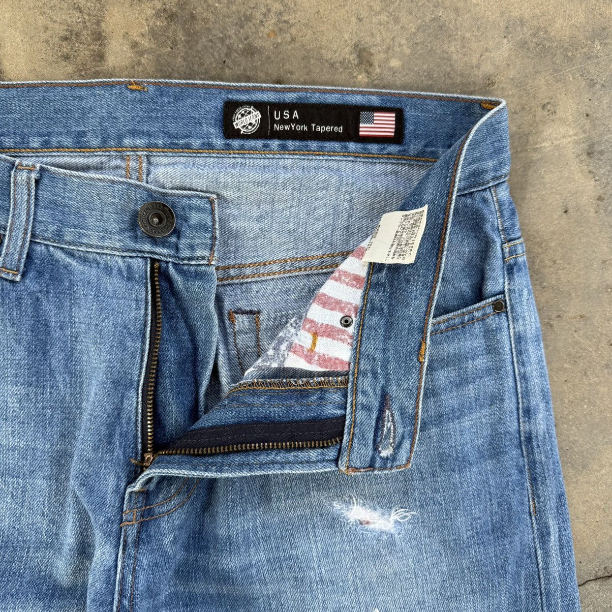Japanese Brand VINTAGE BACK NUMBER FADED RIPPEP JEAN DENIM PANTS Size US 32 / EU 48 - 8 Thumbnail