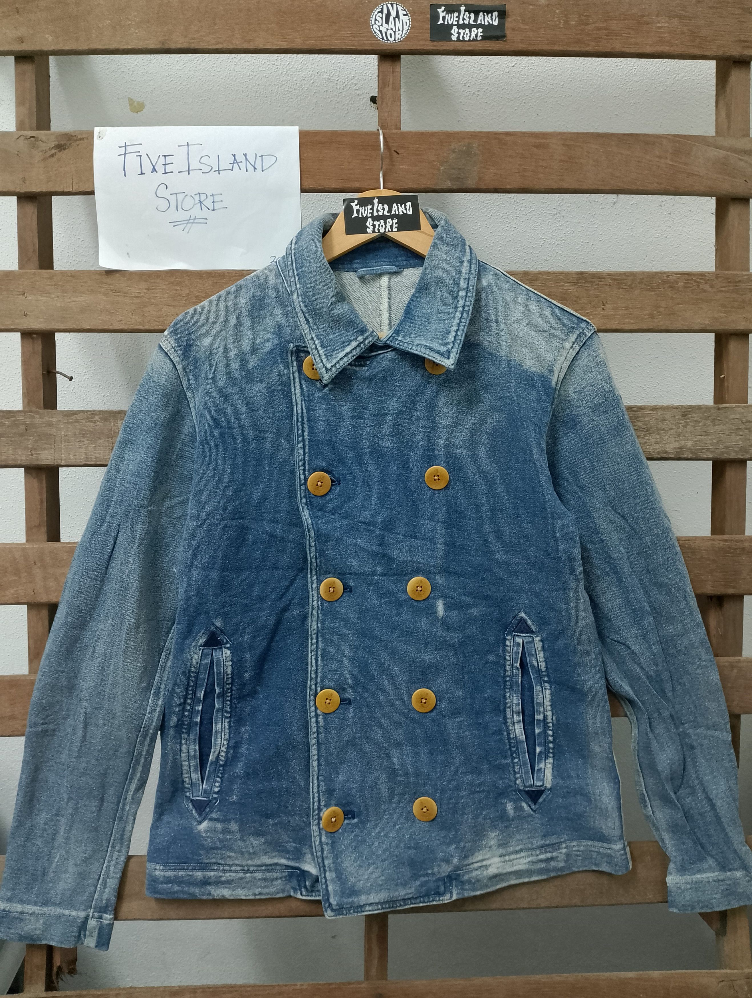 ABAHOUSE × Japanese Brand Abahouse Japanese Denim Pea Coat Distressed Wash Size US M / EU 48-50 / 2 - 1 Thumbnail
