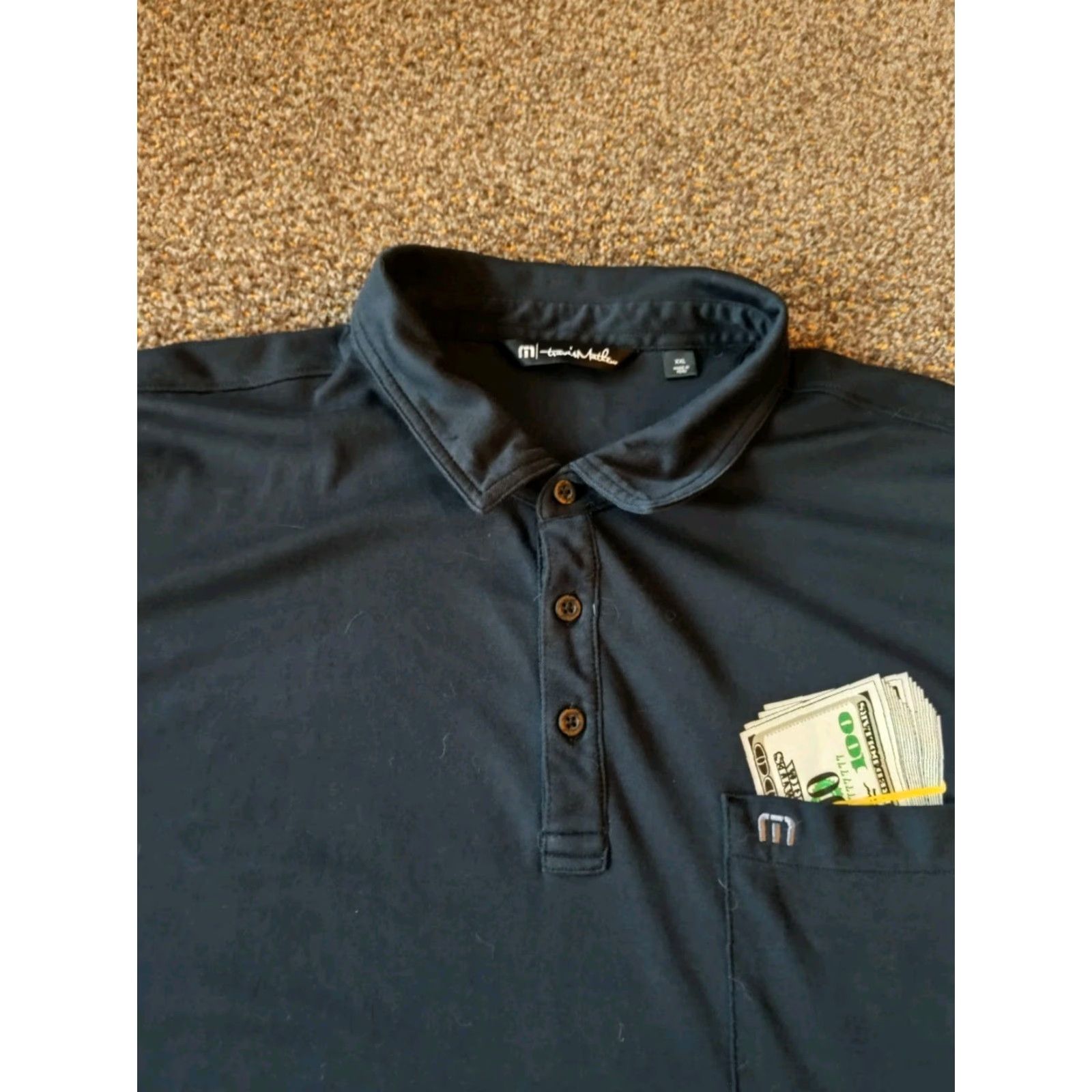 TravisMathew Travis Mathew Mens Polo Shirt Black 2XL Vegas Lucky 777 Winner 100 Dollar Bills Size US XXL / EU 58 / 5 - 3 Thumbnail