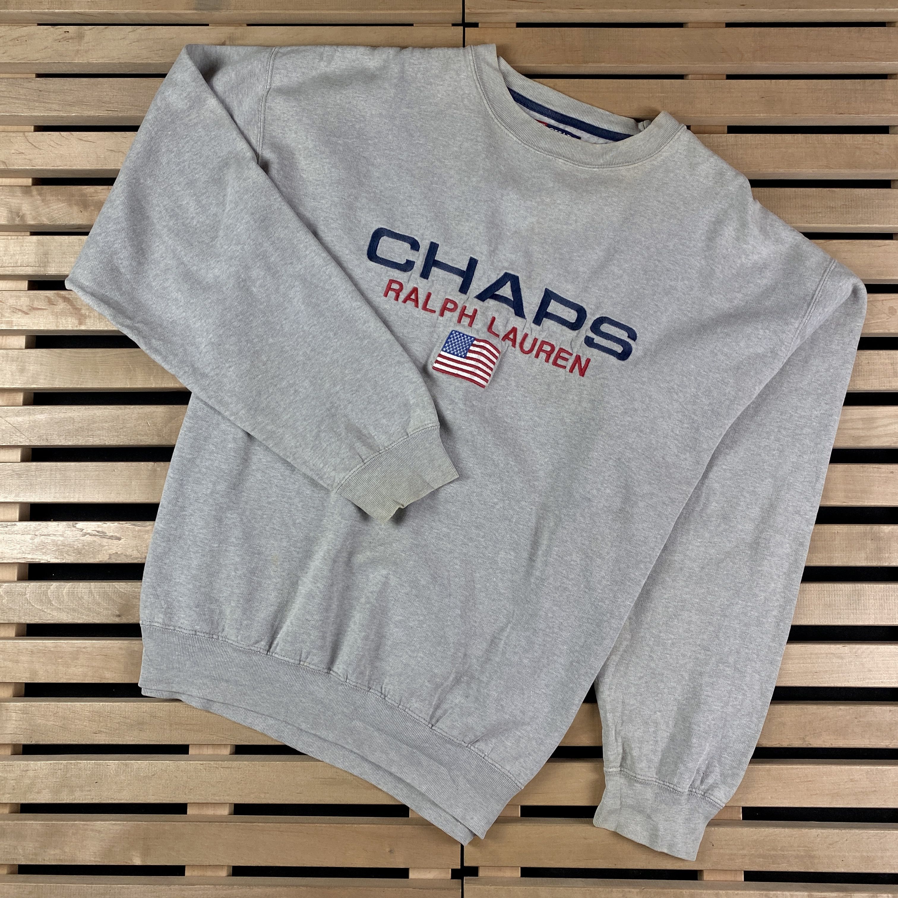 Chaps Ralph Lauren × Ralph Lauren × Vintage Mens Sweatshirt Chaps Ralph Lauren Vintage Big Print Size L Size US L / EU 52-54 / 3 - 1 Thumbnail