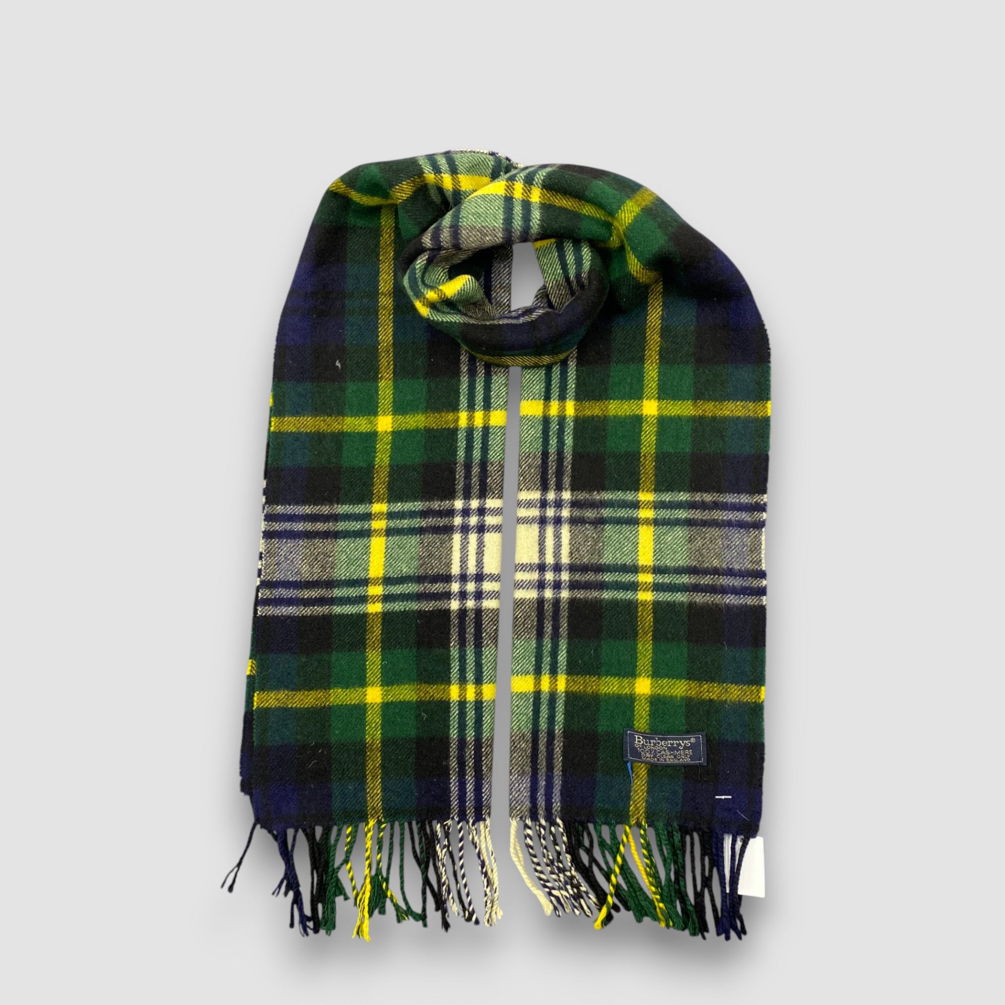 Vintage Burberry Scarf Muffler Wool Cashmere Plaid Scarves