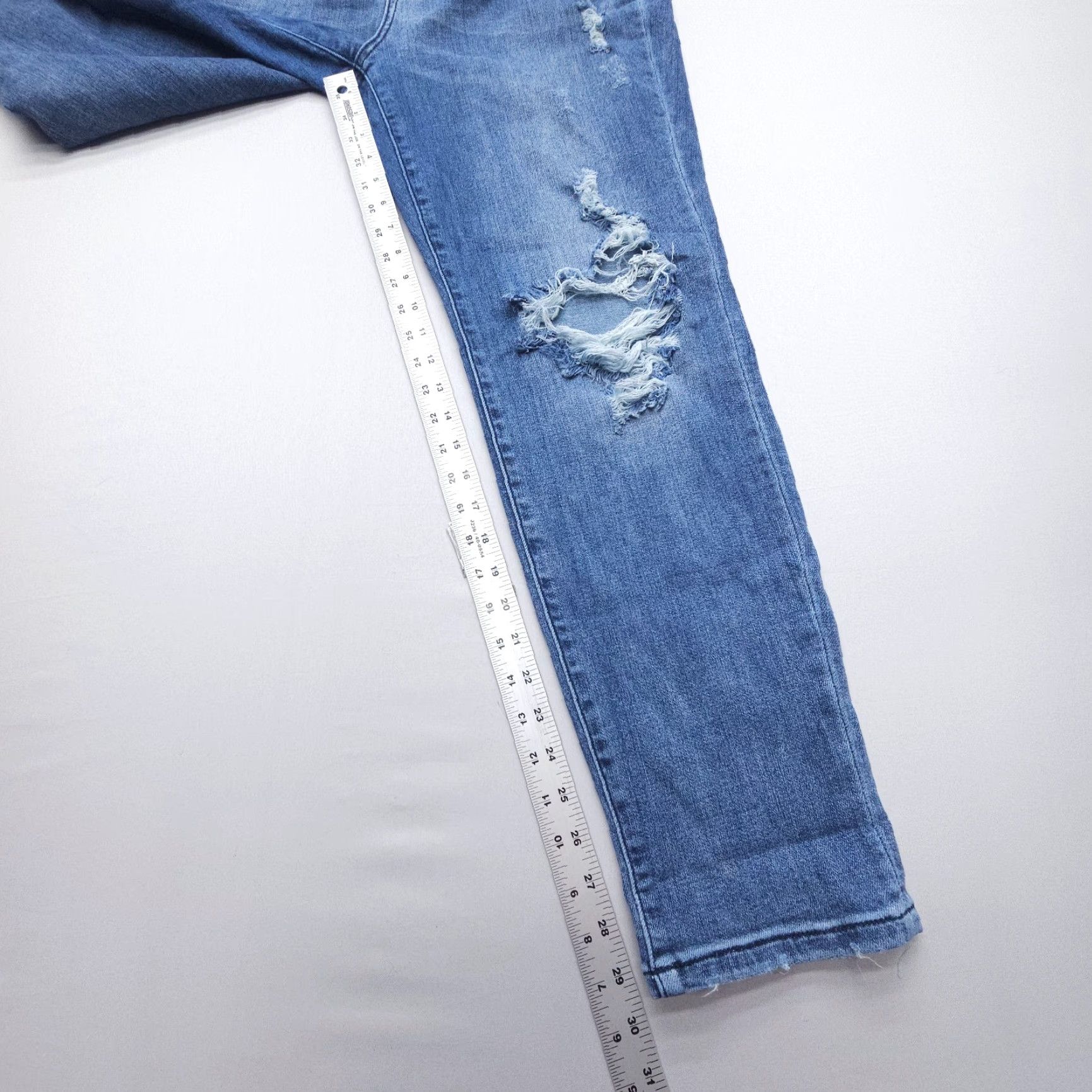 Denime Judy Blue Jeans Womens 15 / 32 Boyfriend Fit Distressed Dark Wash Denim Blue Size 24" / US 00 / IT 34 - 4 Thumbnail