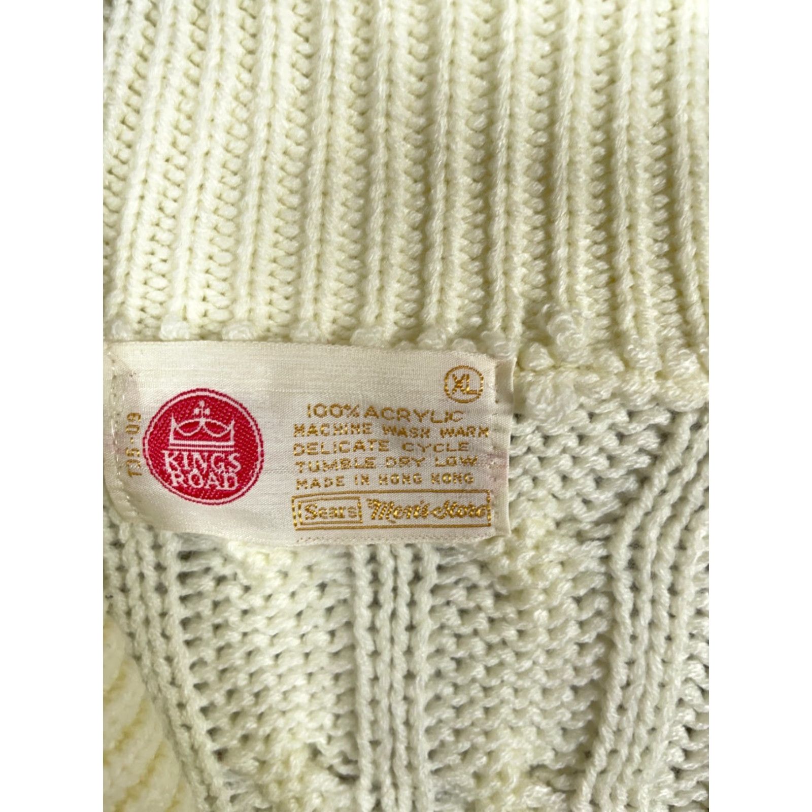 Sears VINTAGE Sears Men's Cable Knit Cardigan Sweater Adult XL Ivory 70s Casual Fall Winter Size US XL / EU 56 / 4 - 3 Thumbnail