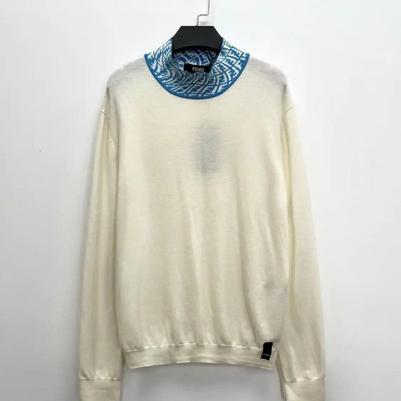 Fendi Fendi Women's Cream Wool Knit Sweater 0089 Size M / US 6-8 / IT 42-44 - 1 Thumbnail
