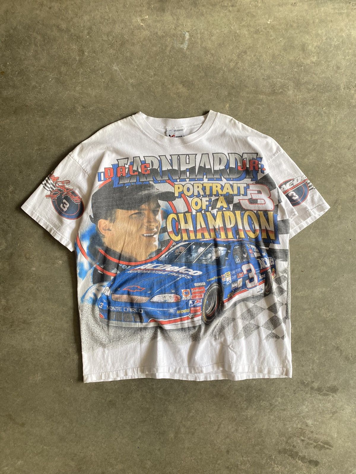 Vintage NASCAR AOP high quality Shirt Size XL White Dale Earnhardt Chase Authentics 1990's