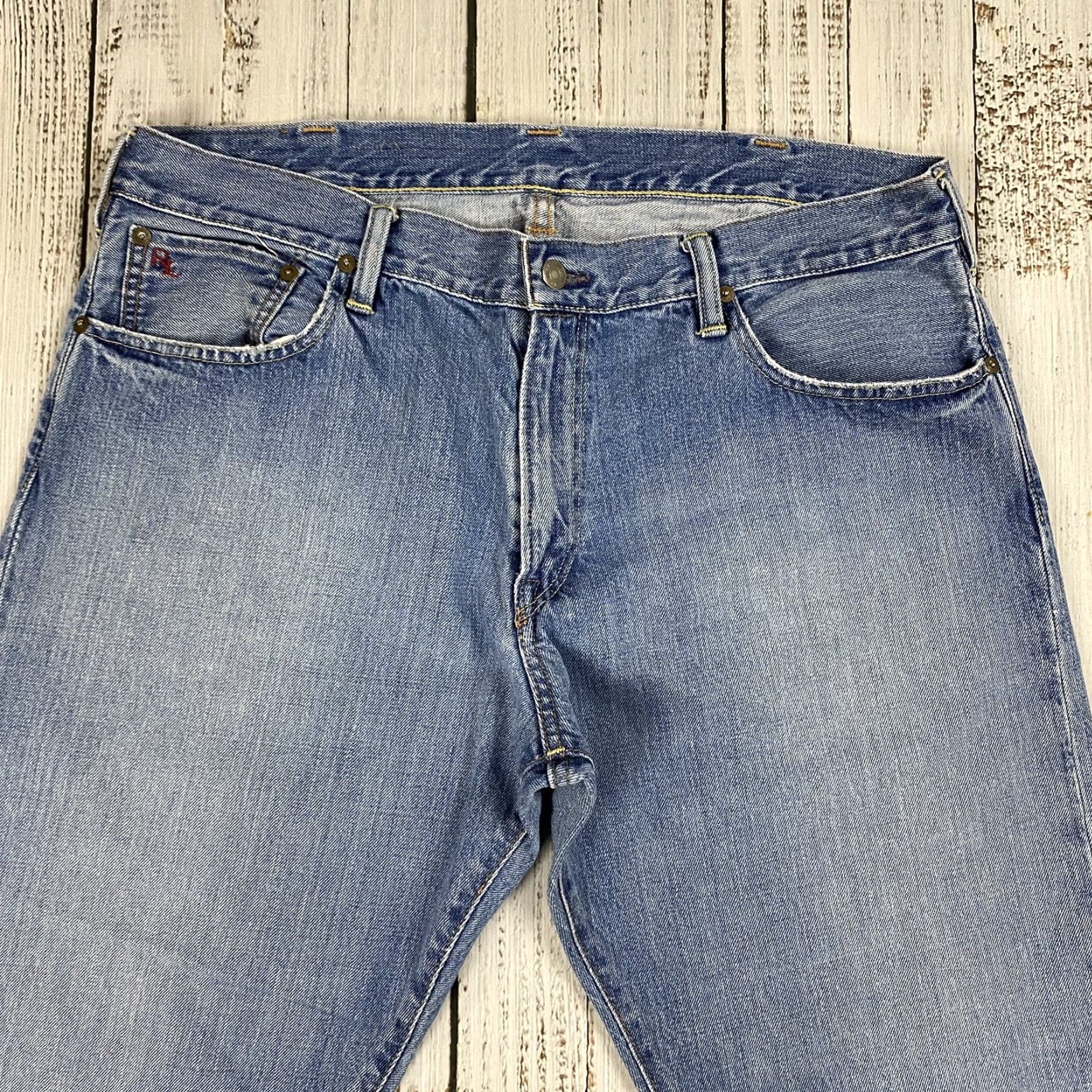 Polo Ralph Lauren POLO RALPH LAUREN 867 MENS JEANS 38x32 CLASSIC FIT STRAIGHT LEG DISTRESSED BLUE DENIM Size US M / EU 48-50 / 2 - 2 Thumbnail