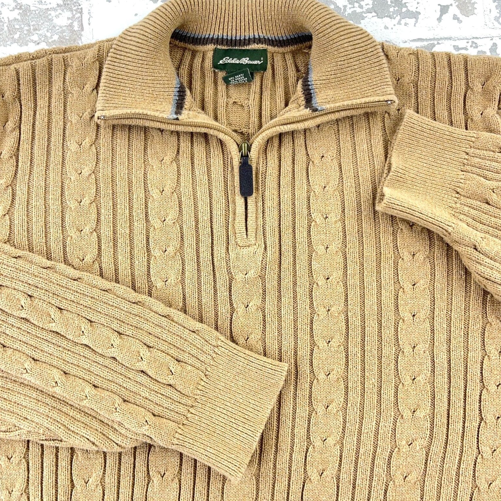 Eddie Bauer Eddie Bauer Sweater Men Large Tall Brown Heavy Cable Knit Pullover Textured Size US L / EU 52-54 / 3 - 2 Thumbnail