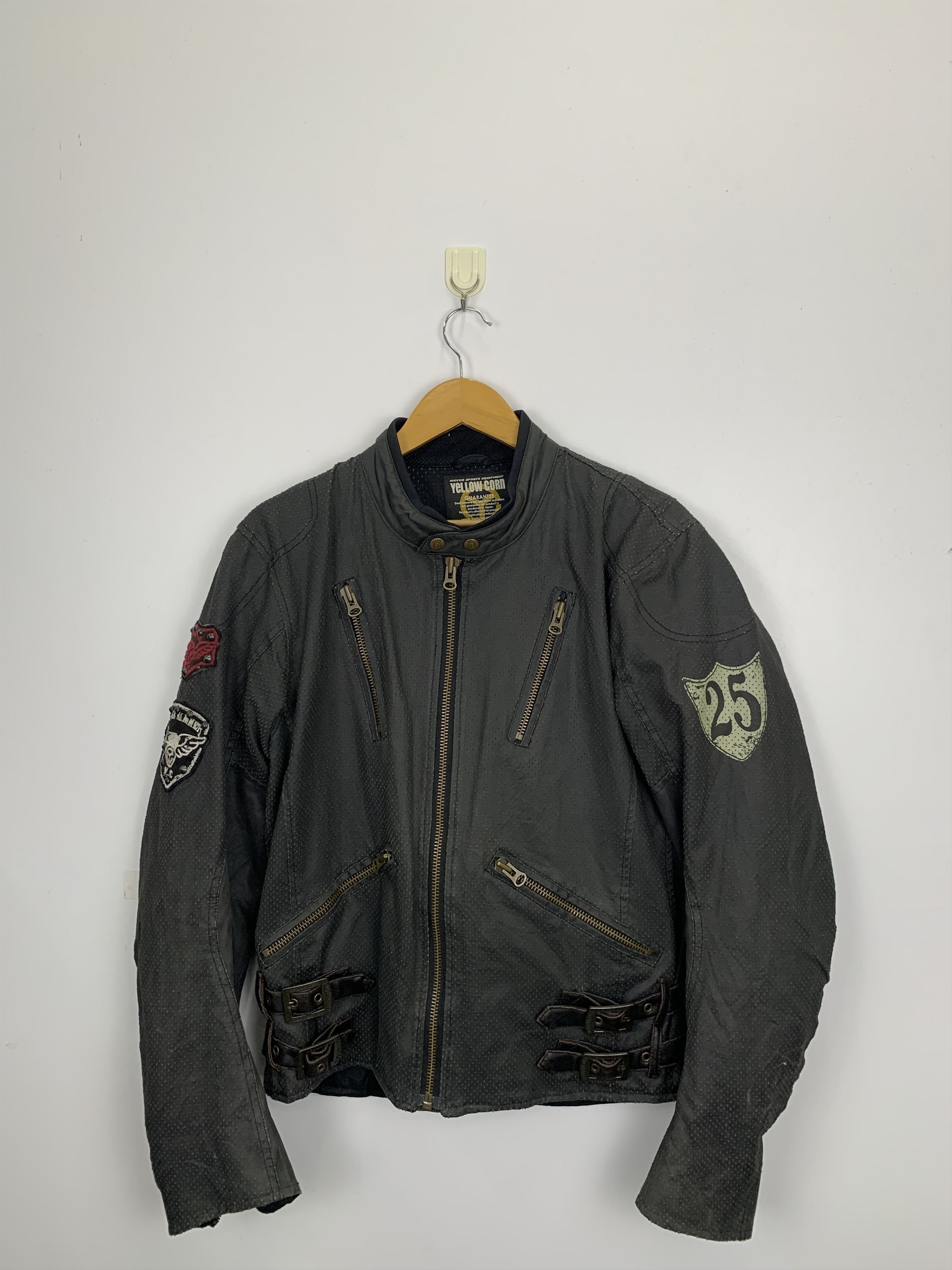Vintage Yellow Corn Leather Motorcycle Jacket J0790
