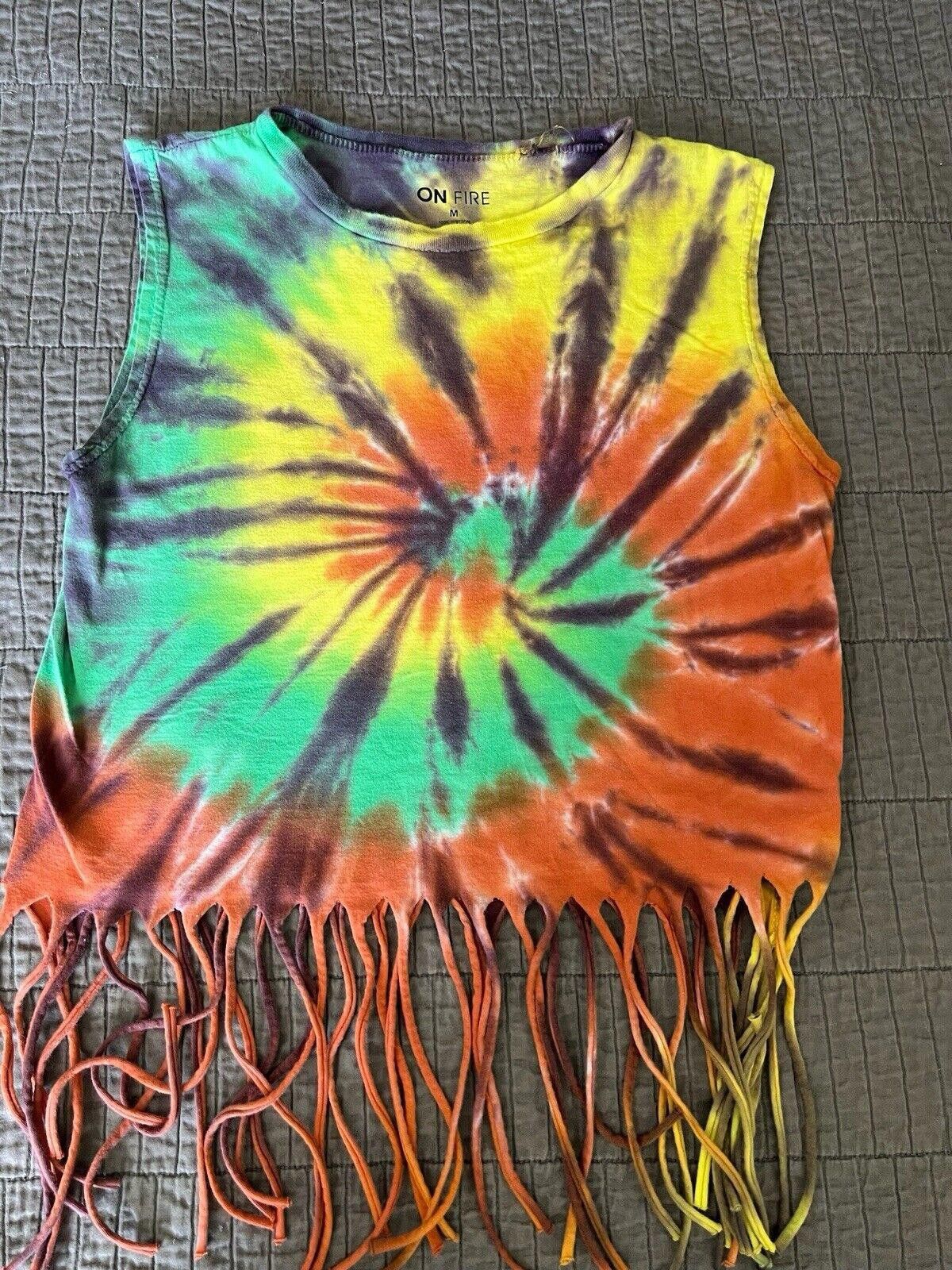 Designer On Fire Size M Women’s Fringe Tie Dye Festival Concert Tank Size M / US 6-8 / IT 42-44 - 1 Thumbnail