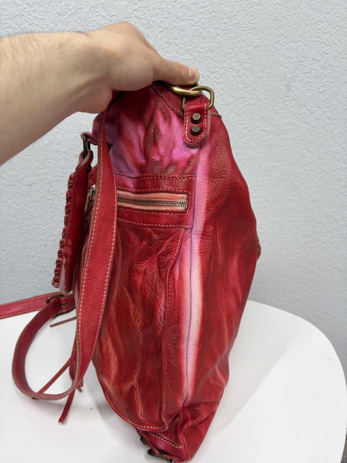 KMRii Balenciaga City Style Red Distressed Leather Bag Y2K Archive Size ONE SIZE - 21 Thumbnail