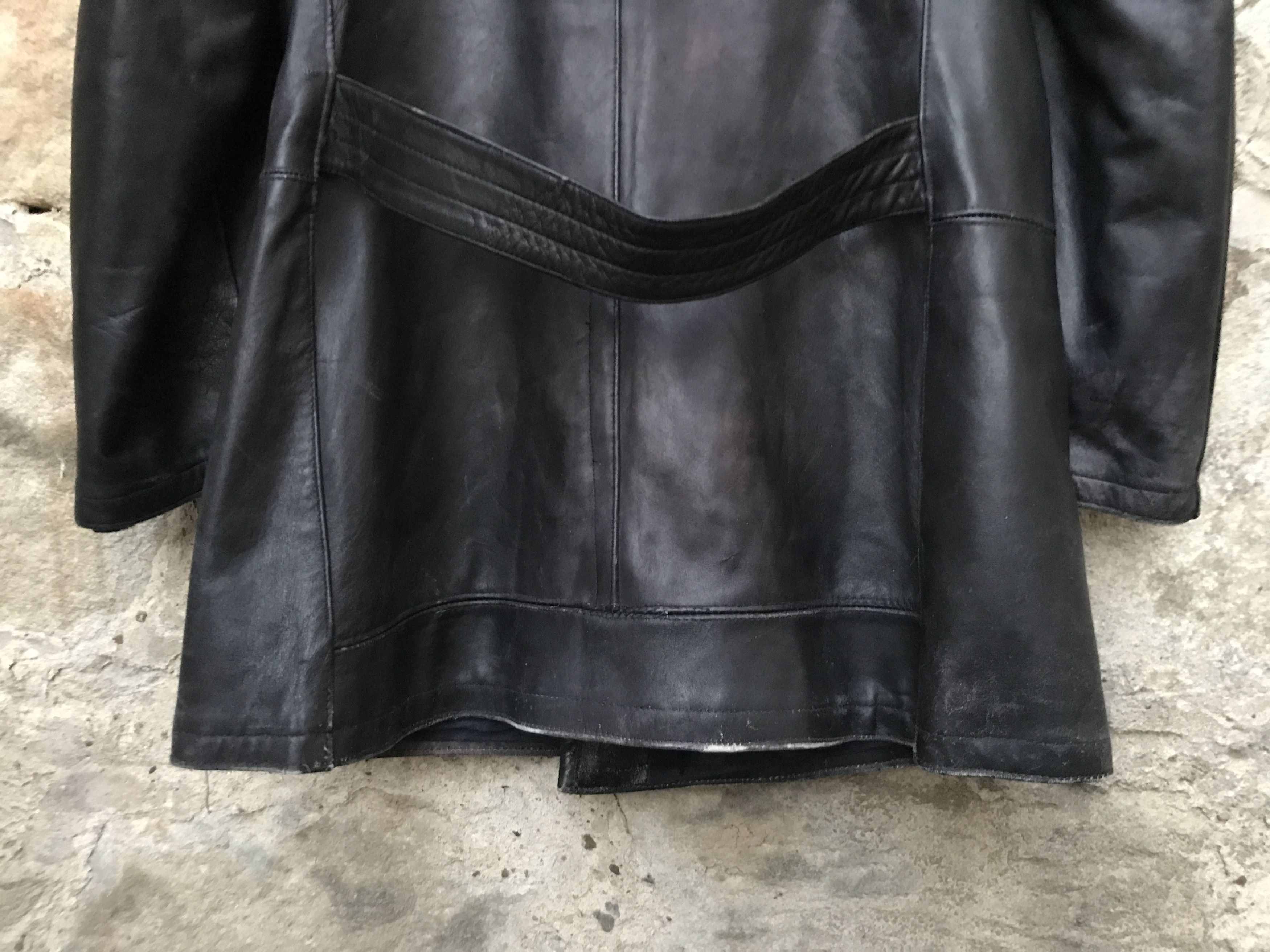 Vintage Retro 40s-50s Military Soviet Motorcycle Leather Peacoat Size US L / EU 52-54 / 3 - 10 Thumbnail