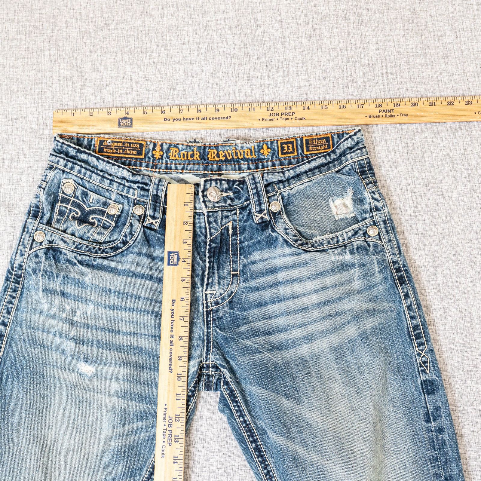 Rock Revival Rock Revival Ethan Straight Denim Jeans ripped Distressed 33 Size US 33 - 4 Thumbnail