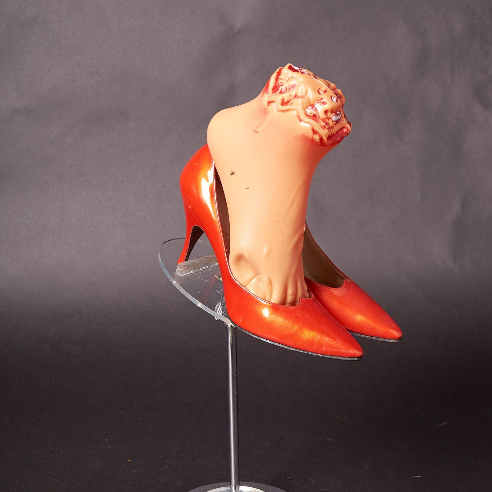 1980s Metallic Lipstick Red Heels Pumps