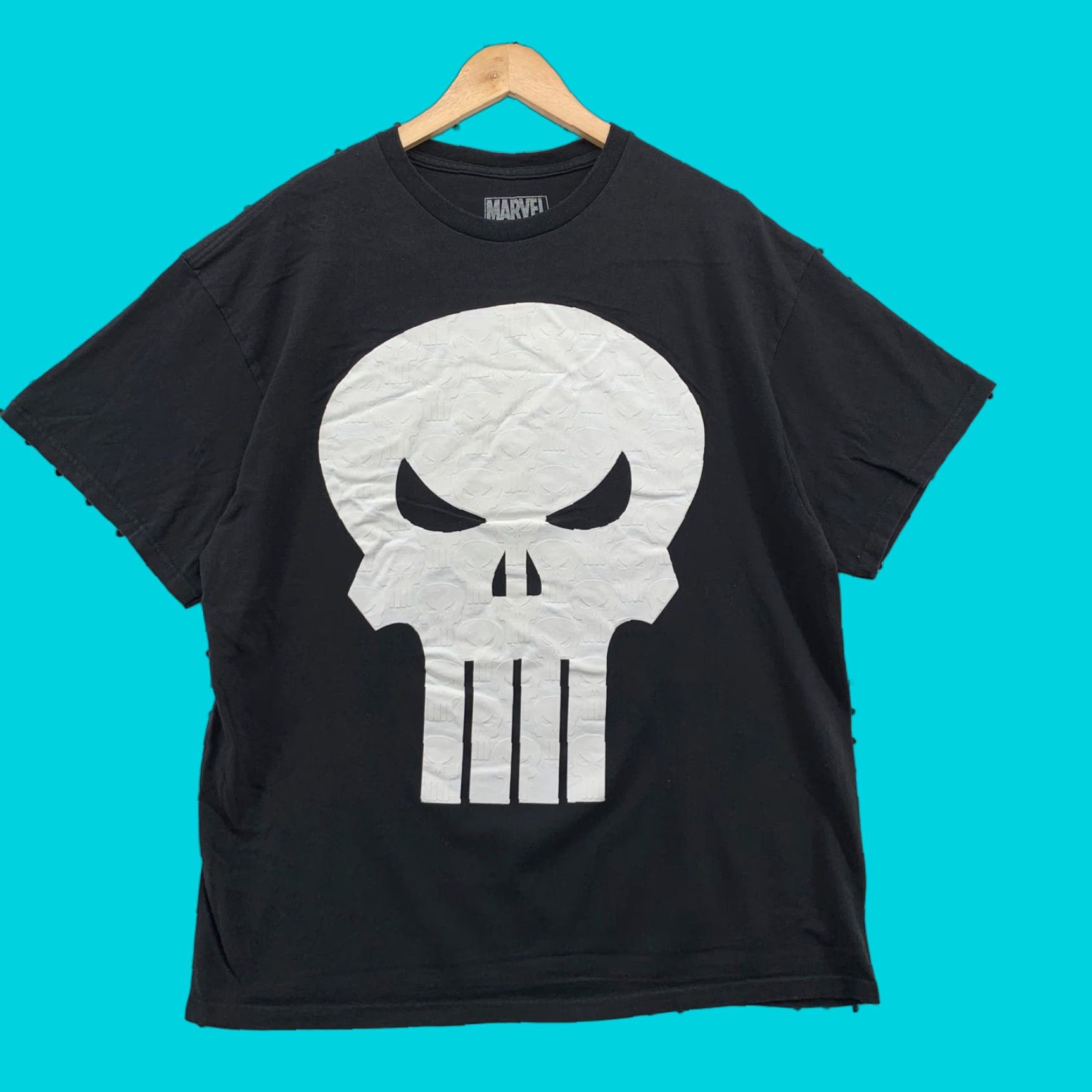 Vintage The Punisher Marvel Shirt Black Mens Large Embossed Graphic Movie 22.5x29 Size US XL / EU 56 / 4 - 1 Thumbnail