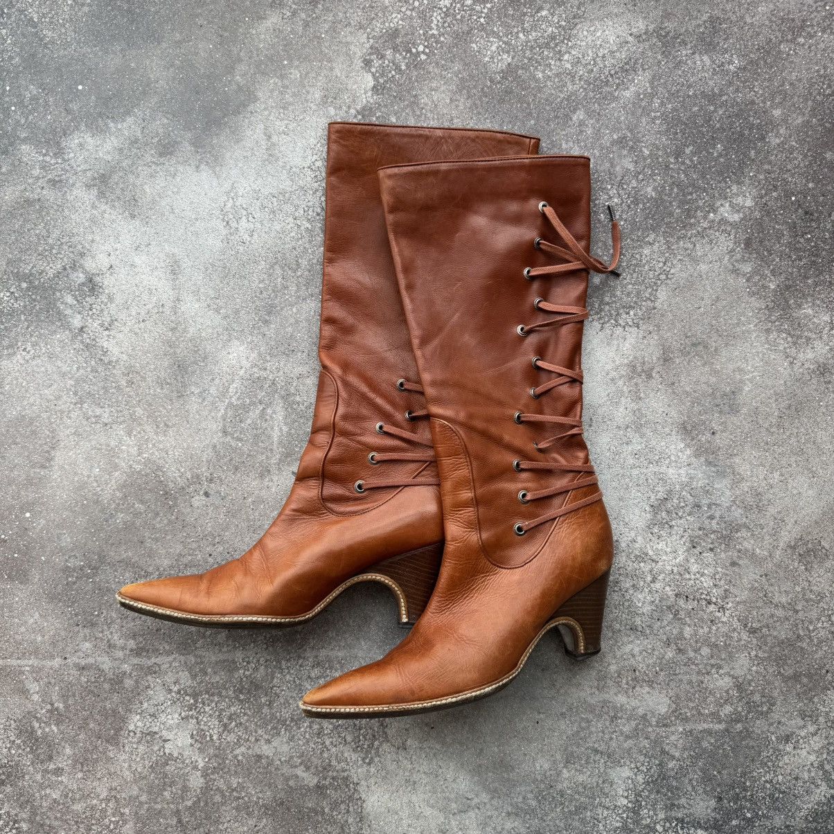 Dries Van Noten Dries Van Noten Vintage Lace Up Knee High Leather Boots Size US 7 / IT 37 - 5 Thumbnail