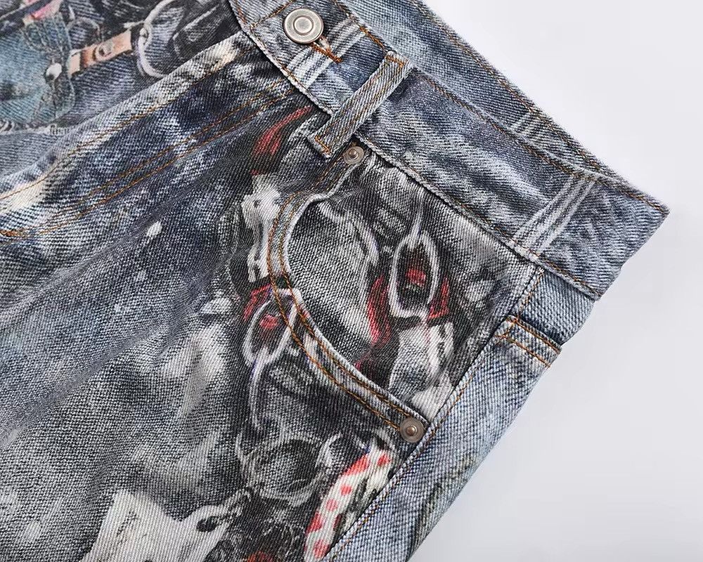 Designer Streetwear Skull Washed Gothic Baggy Pants Size US 30 / EU 46 - 7 Thumbnail