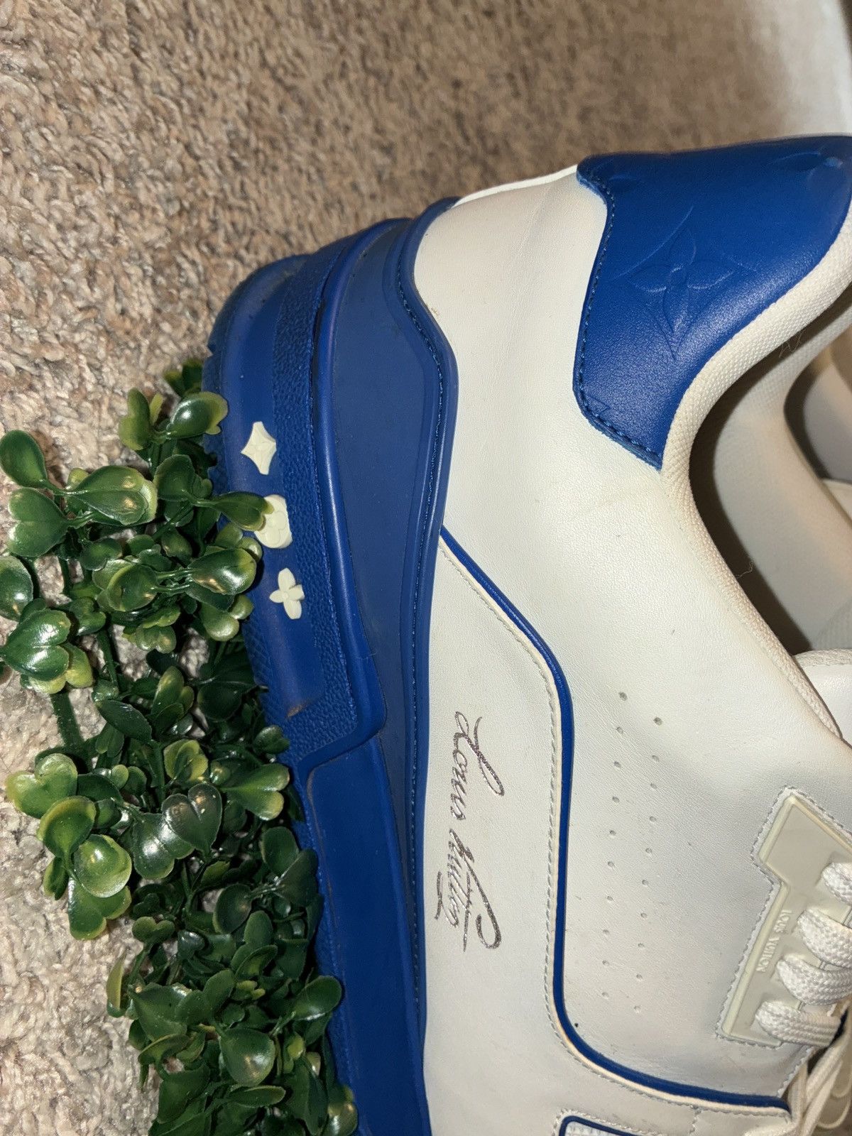 Louis Vuitton 2021 Louis Vuitton Trainer Low 'Signature - White Blue' Size US 13 / EU 46 - 3 Thumbnail