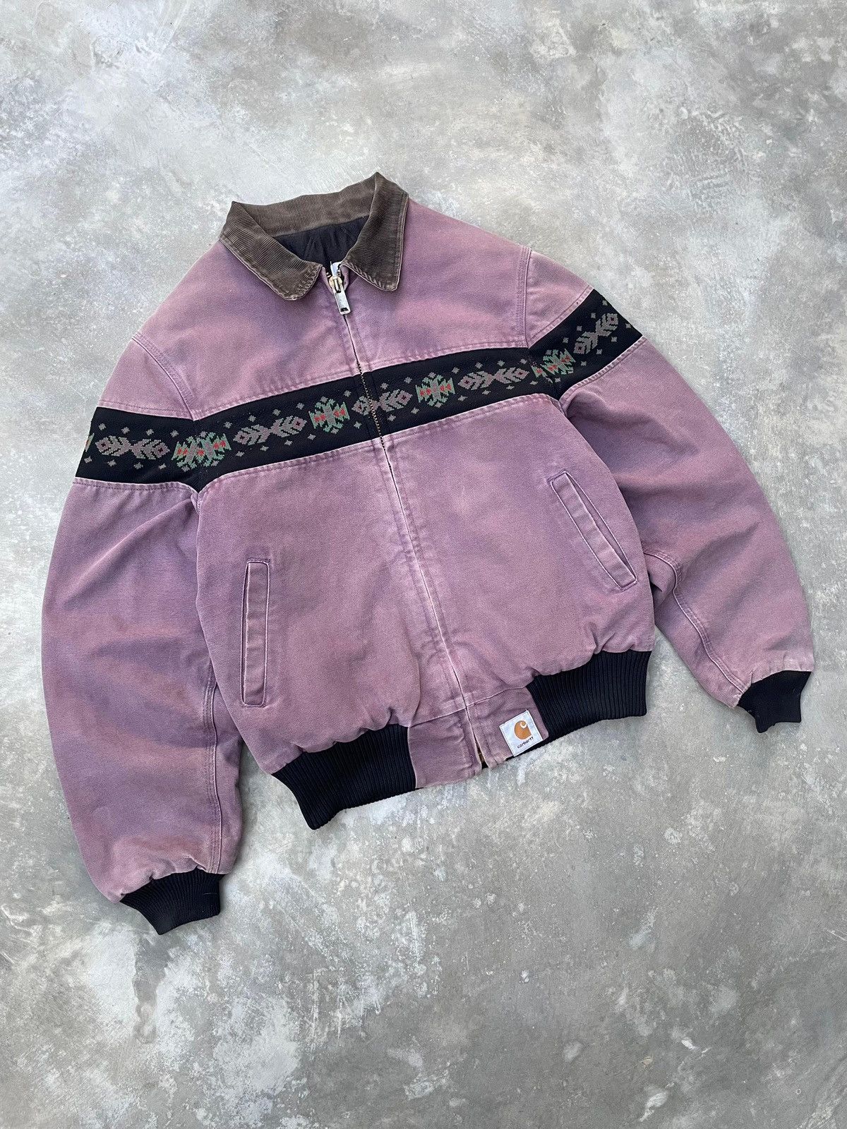 Carhartt 1994s Rare Carhartt JQ0457 “Aztec” Jacket Faded Damson Size US L / EU 52-54 / 3 - 3 Thumbnail