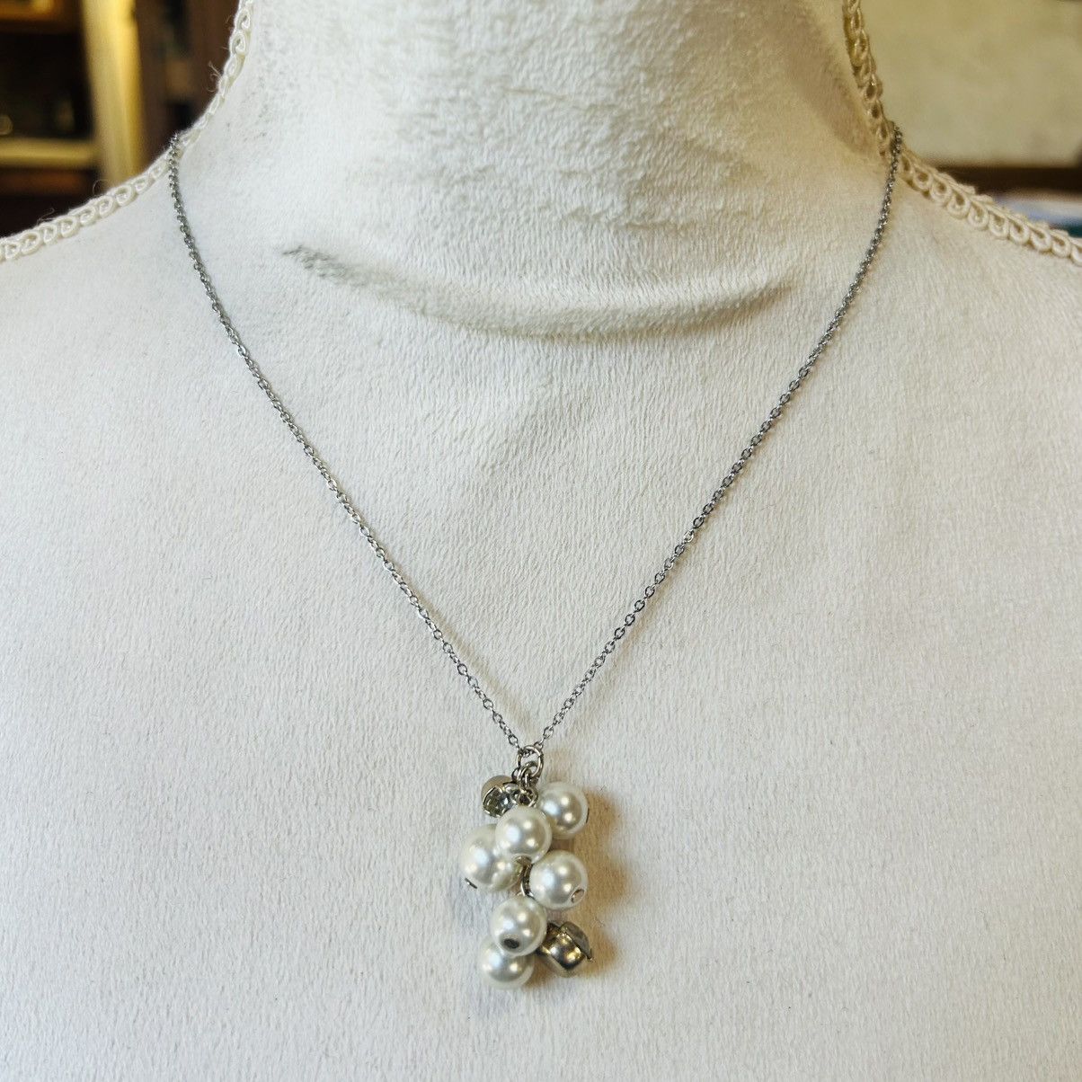 Handmade Handcrafted elegant pearl cluster crystal necklace set Size ONE SIZE - 5 Thumbnail