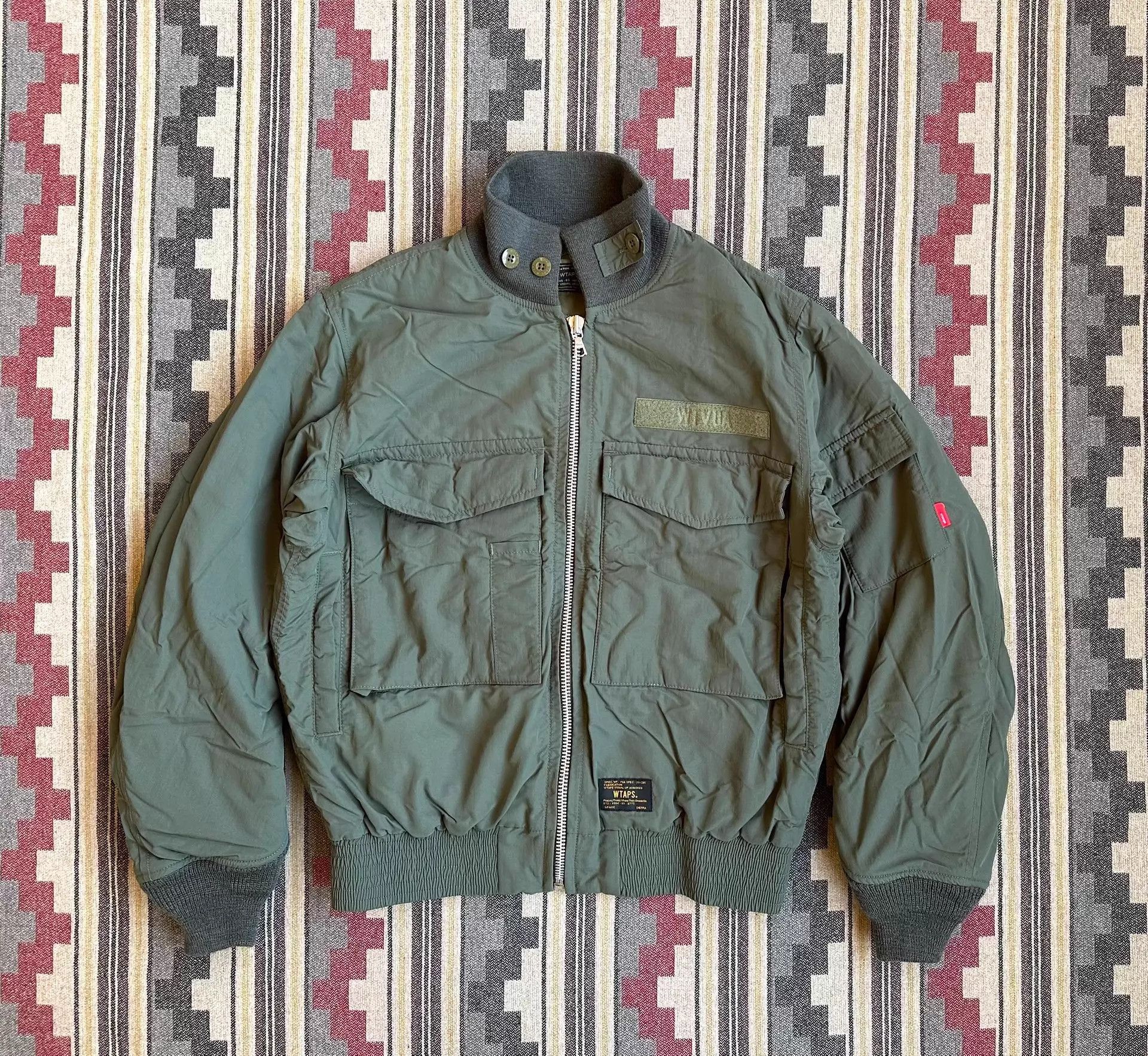 Wtaps Green Bomber Jacket with Zip Closure and Pockets Size US S / EU 44-46 / 1 - 1 Thumbnail