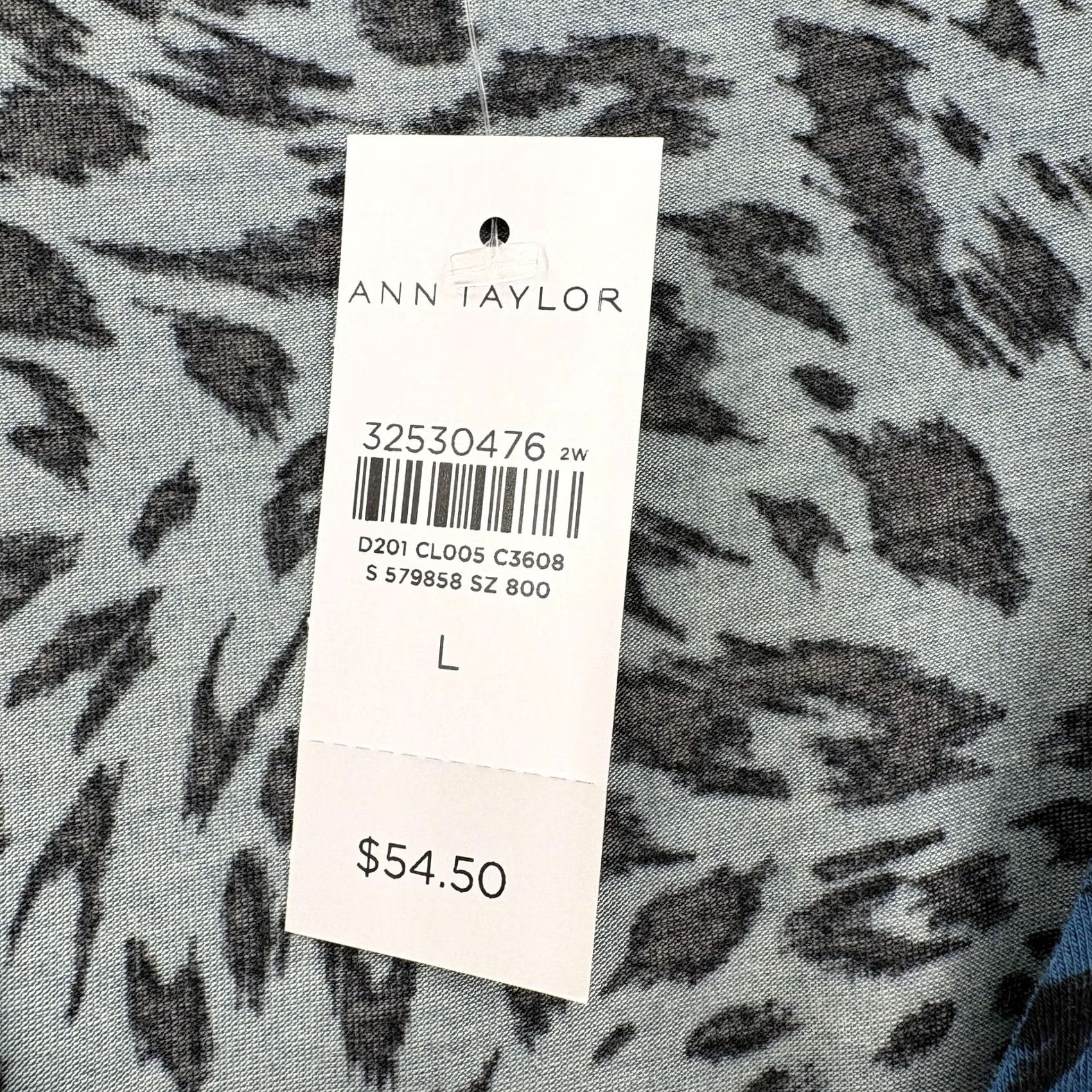 Ann Taylor Ann Taylor Blouse Womens L Blue Animal Print V Neck Tie Waist Peplum NWT Size L / US 10 / IT 46 - 5 Thumbnail