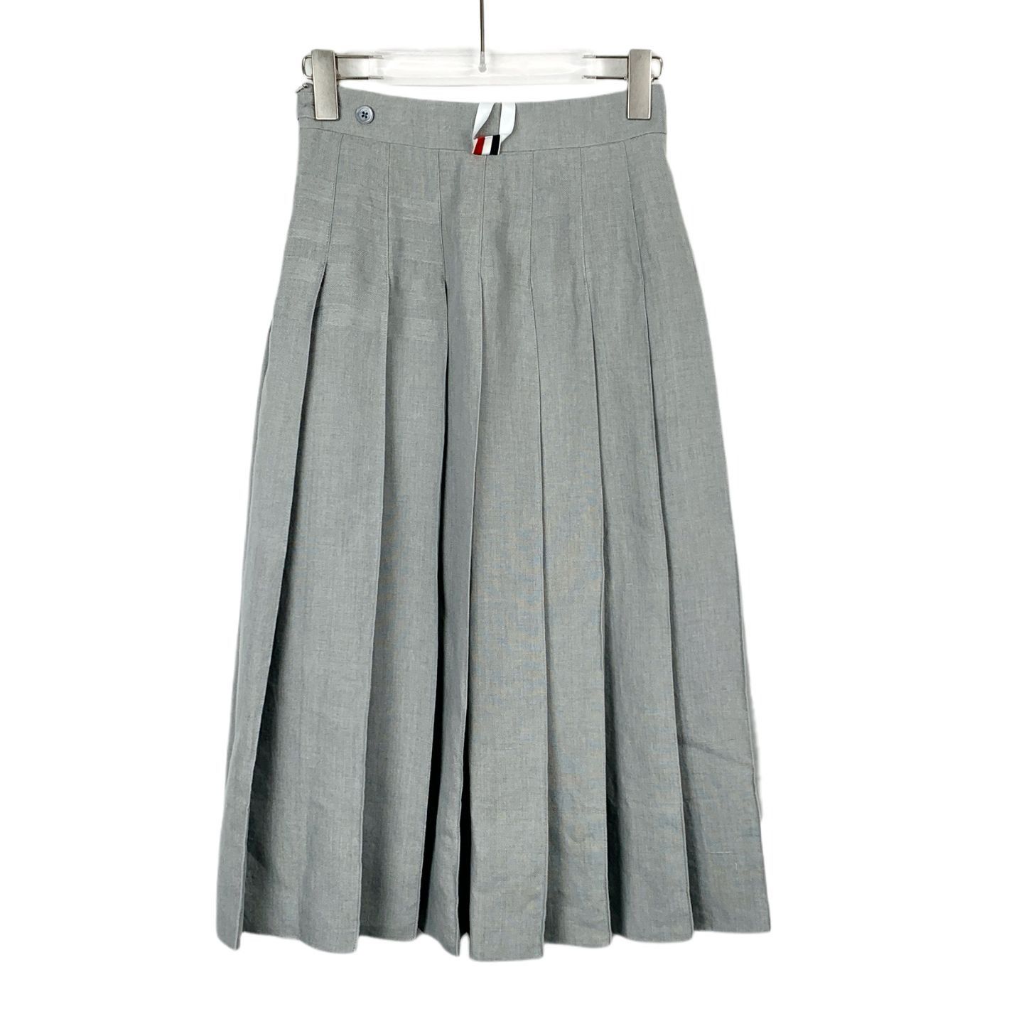 Thom Browne Thom Browne Grey Classic Four-Stripes Wool Pleated Skirt (Si Size 38" / US 16 / IT 52 - 7 Thumbnail