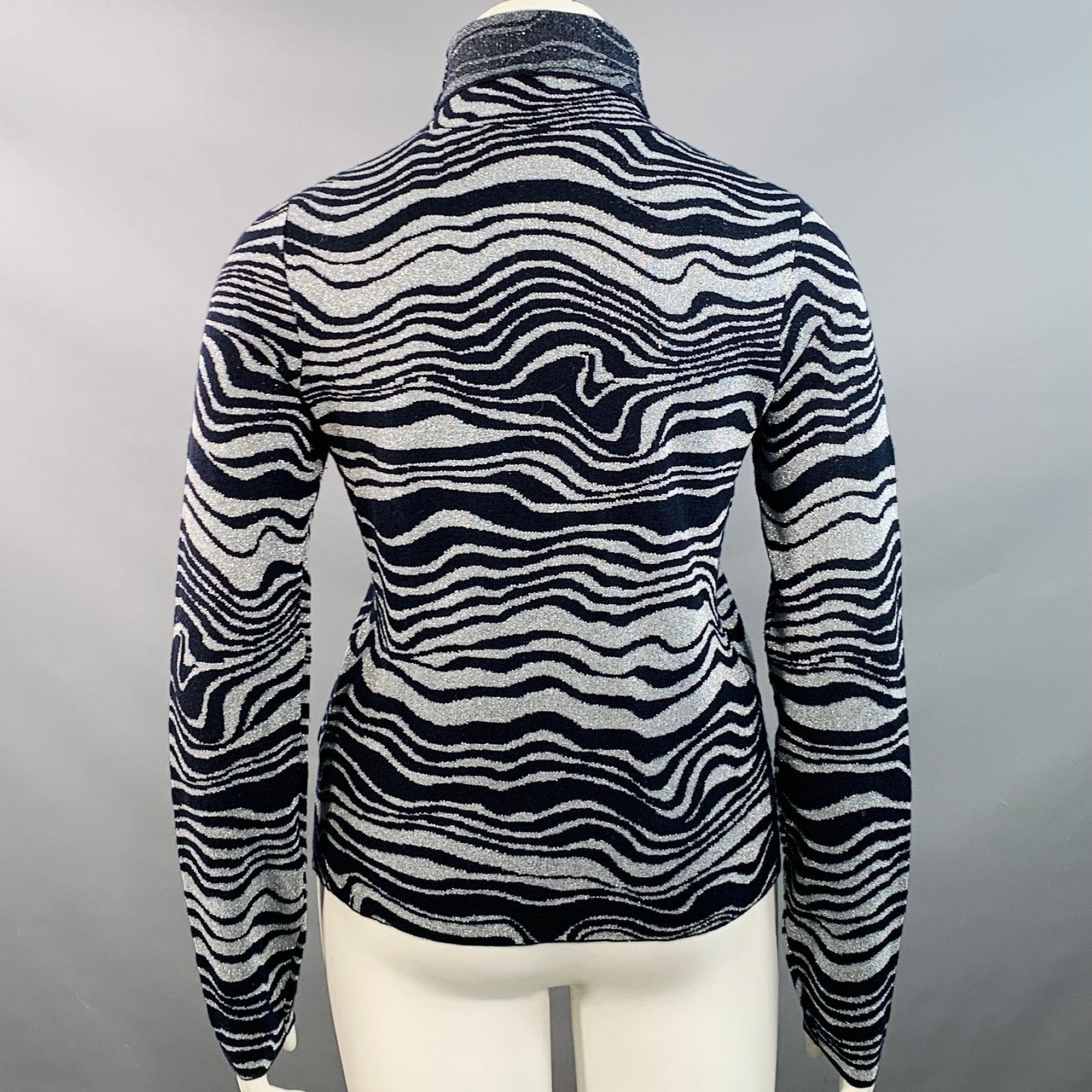 Sies Marjan Silver Navy Cashmere Blend Marbled Turtleneck Pullover Size US L / EU 52-54 / 3 - 4 Thumbnail
