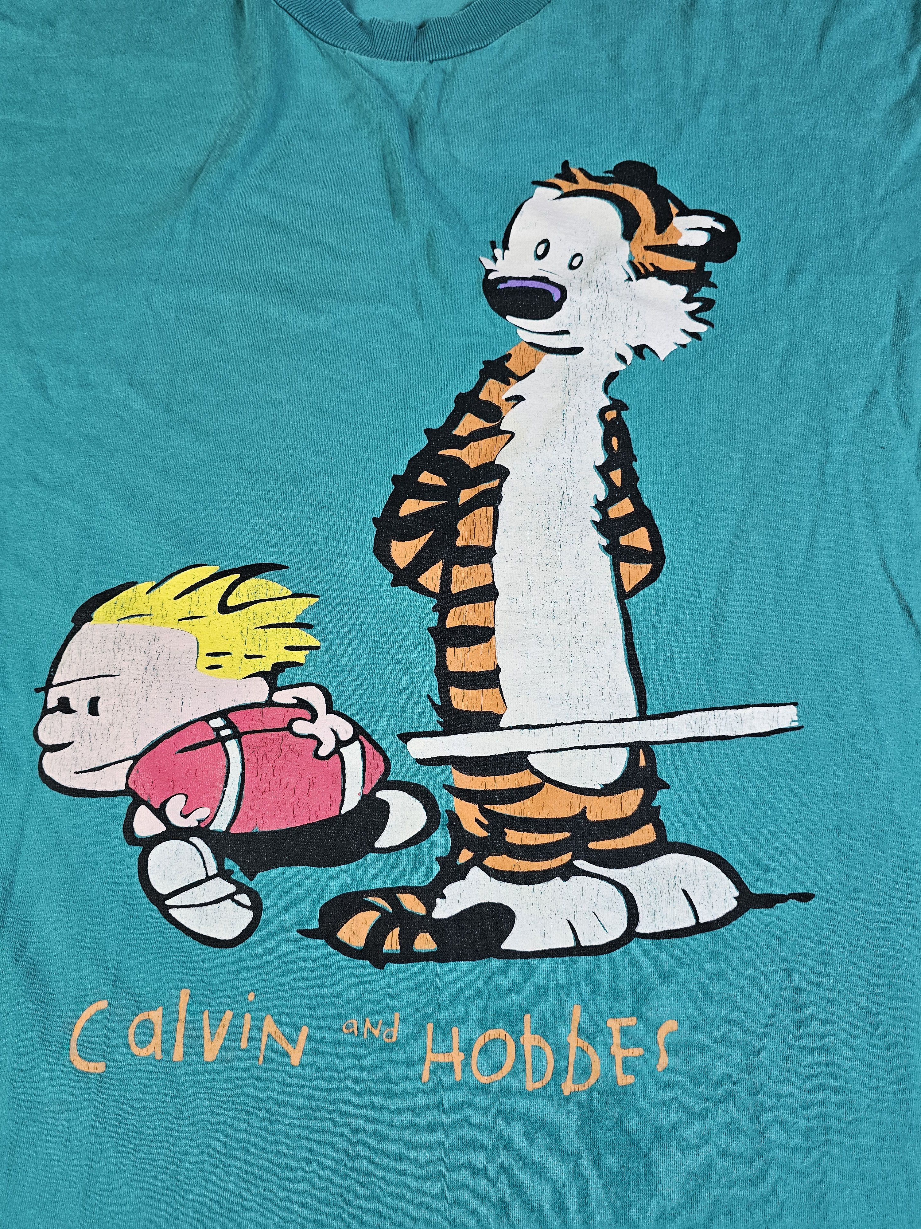 Other Vintage 90s Calvin Hobbes Single Stitch Tee Teal XL Football Size US XL / EU 56 / 4 - 2 Thumbnail