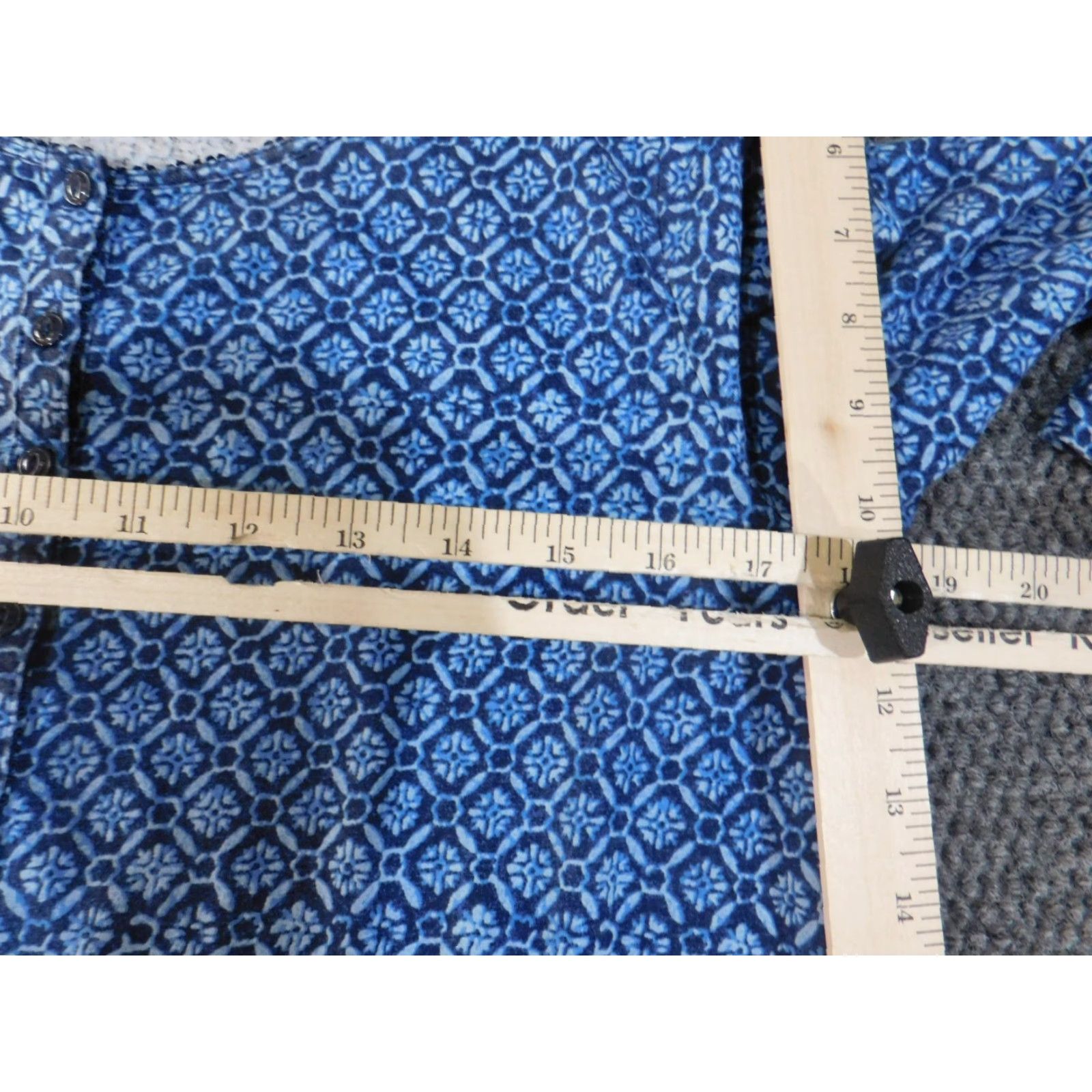 Ralph Lauren Lauren Ralph Lauren Blouse Womens L Blue Geometric Pullover Round Neck Cotton Knit Geometric Pattern Casual Streetwear Basic Size L / US 10 / IT 46 - 6 Thumbnail