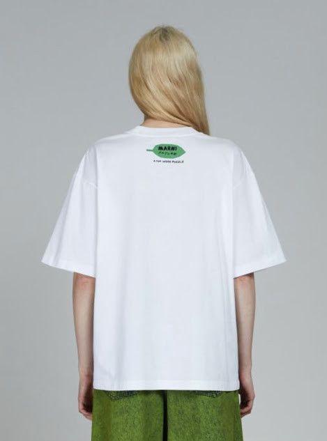 Marni oc11z0525 Organic Cotton T-Shirt in White Size L / US 10 / IT 46 - 3 Thumbnail