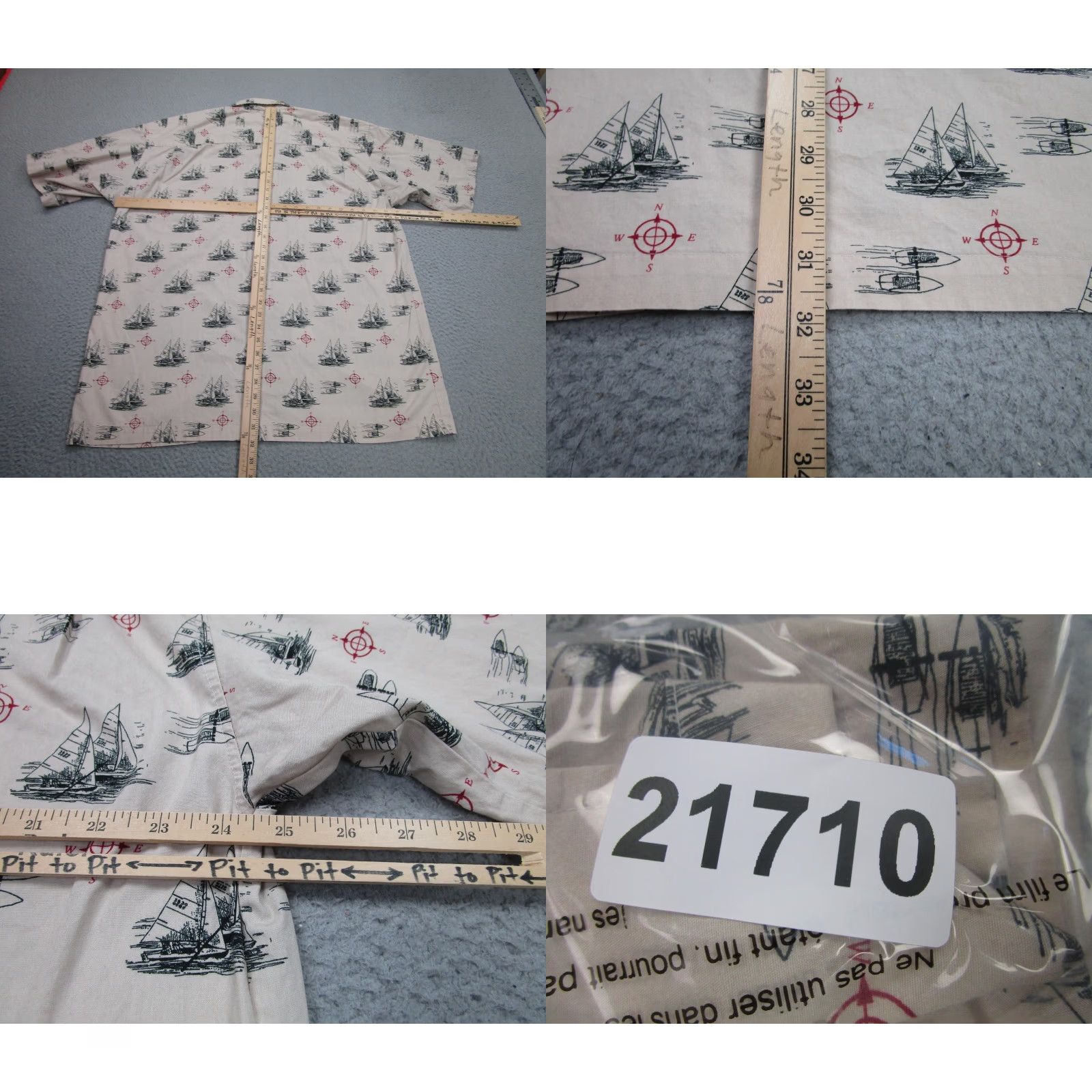 Nautica Perruzo Natural Shirt Mens XL Beige Sailboat Nautical Short Sleeve Outrigger Button-Up Christmas? (no not include) Size US XL / EU 56 / 4 - 8 Thumbnail