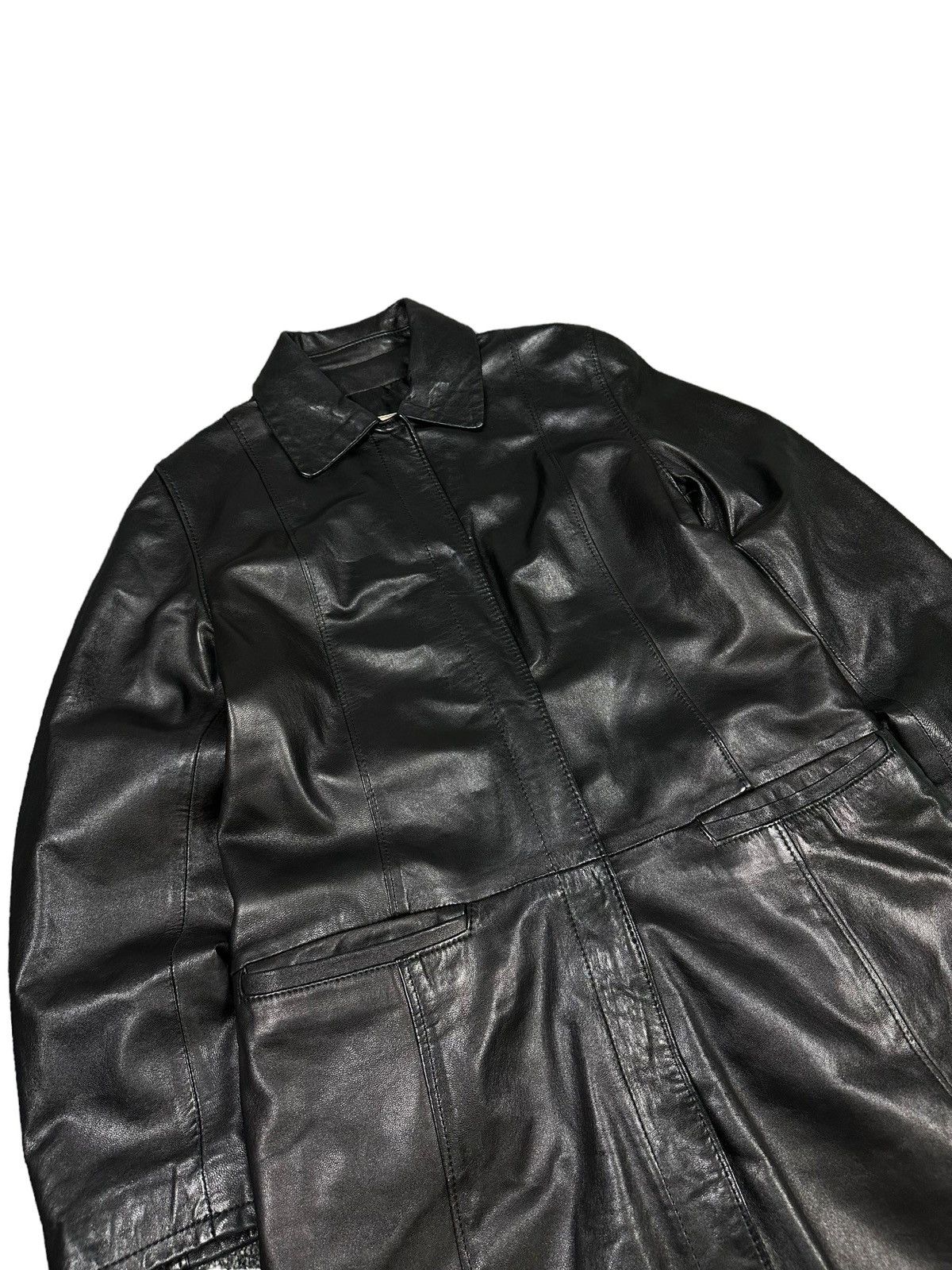 Japanese Brand IXS Womens Archive Avant Garde Y2K Long Leather Coat Size XL / US 12-14 / IT 48-50 - 4 Thumbnail
