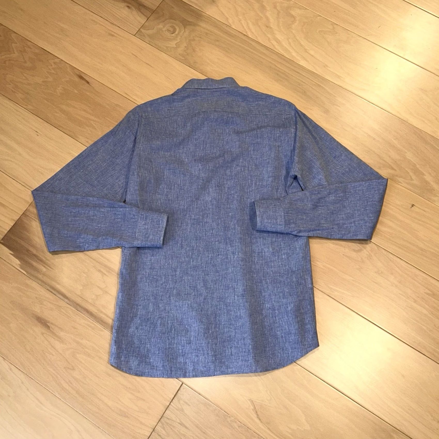 AGLINI Aglini David Linen Blend Button Up Blue Shirt Long Sleeve Mens 40 - Italy Size US L / EU 52-54 / 3 - 4 Thumbnail