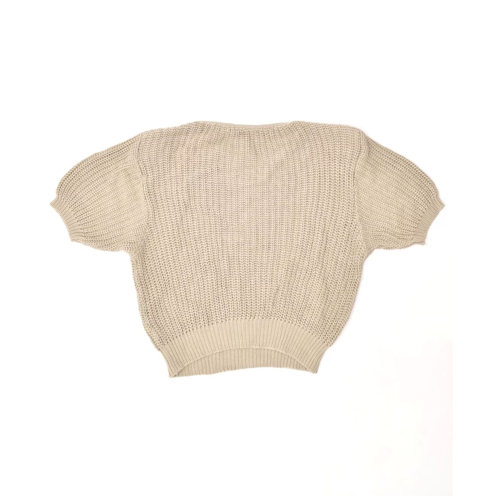 Vintage VINTAGE Womens Jumper Sweater XL Beige UK 18 Short Sleeve Crew Neck Size XL / US 12-14 / IT 48-50 - 2 Thumbnail