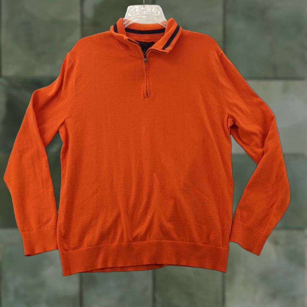 Banana Republic Banana Republic Sweater Mens Large 1/4 Zip Cotton Cashmere Orange Pullover Contemporary Knit Mock Neck Casual Size US L / EU 52-54 / 3 - 1 Thumbnail