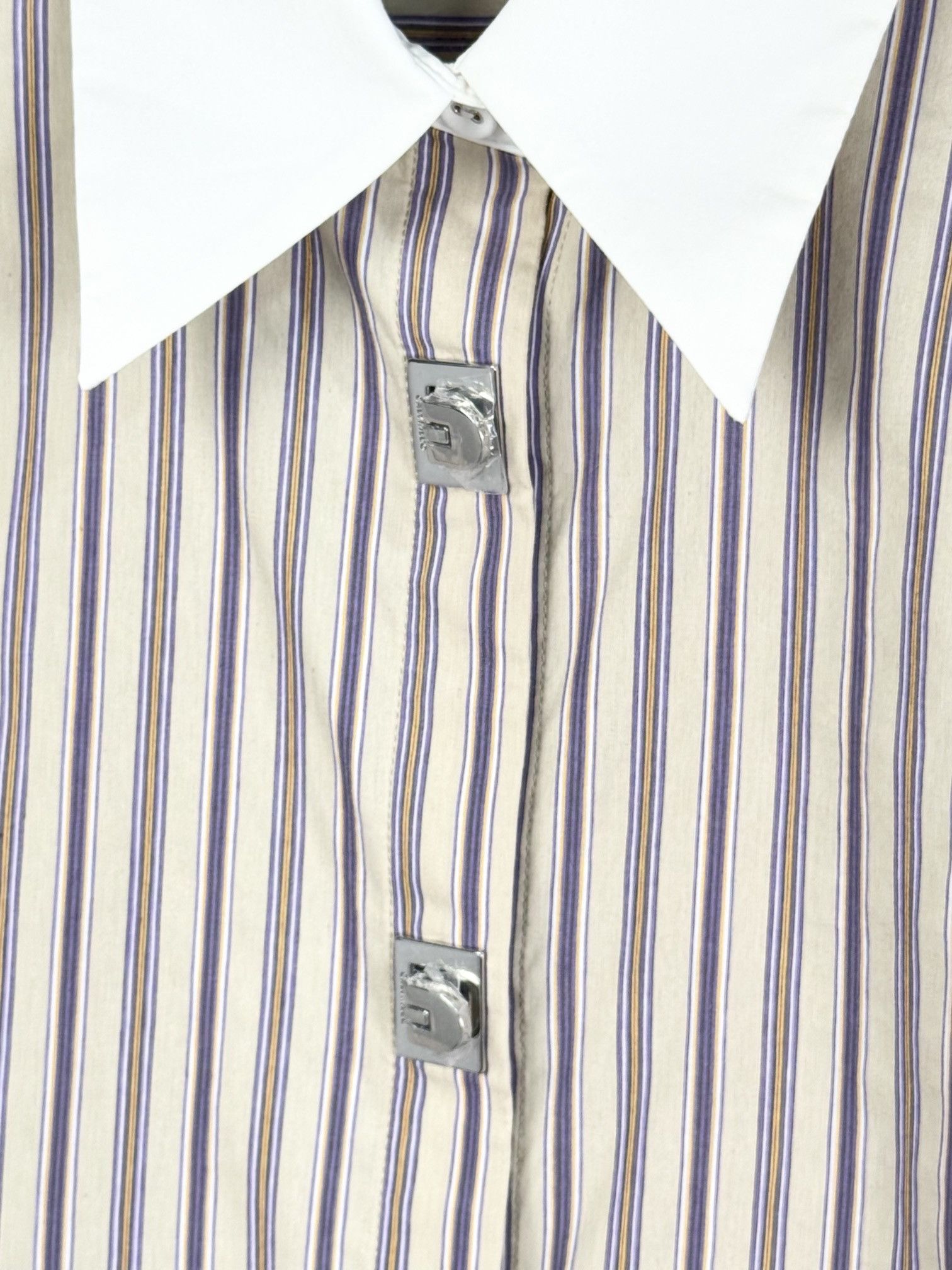 Designer UNWORN* Cut-off Cleric Stripe Button-up Shirt | CALVINLUO Size ONE SIZE - 6 Thumbnail