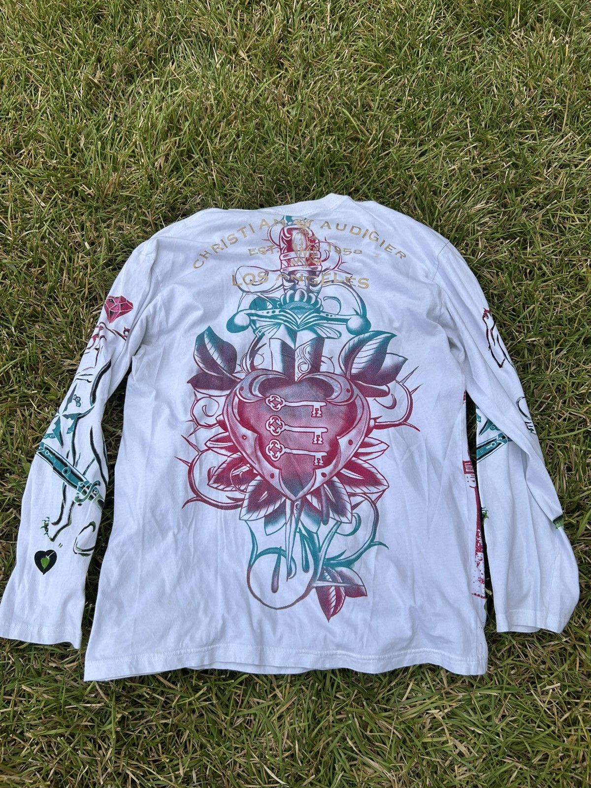 Christian Audigier Rare Aop JPG Style Ed Hardy CHRISTIAN AUDIGIER Rhinestone Size US XXL / EU 58 / 5 - 6 Thumbnail