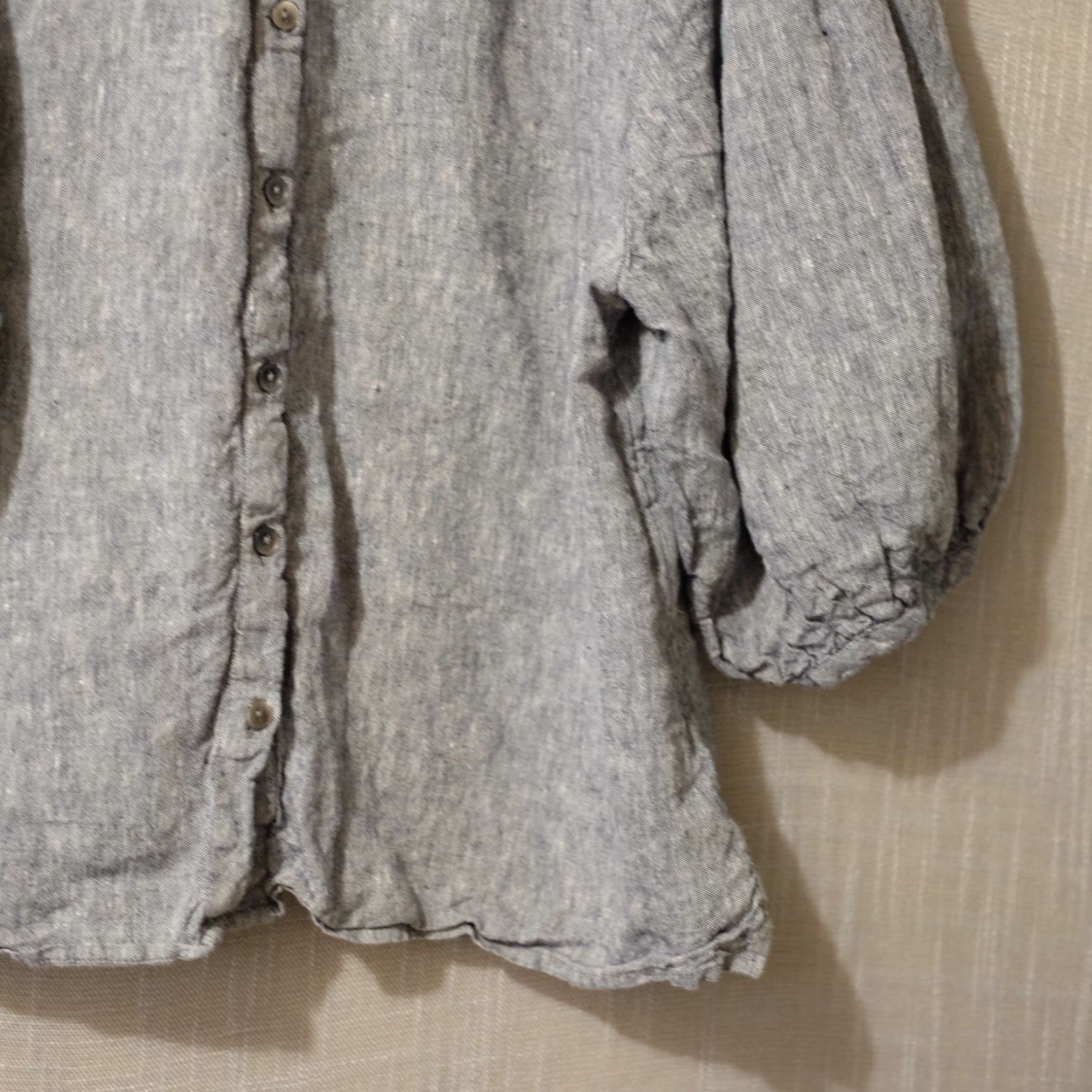 Vintage Chico's Linen Blouse Blue/White Button Up Elbow Sleeve Women's 3 US 16 #H87-17 Blouse Size XS / US 0-2 / IT 36-38 - 4 Thumbnail