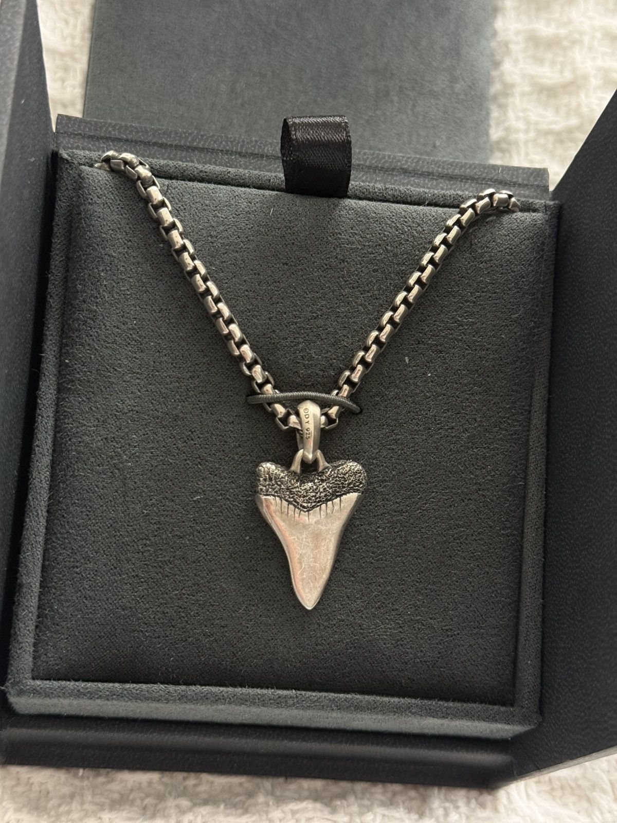 David Yurman Shark Tooth Pendant w/Box Chain Necklace