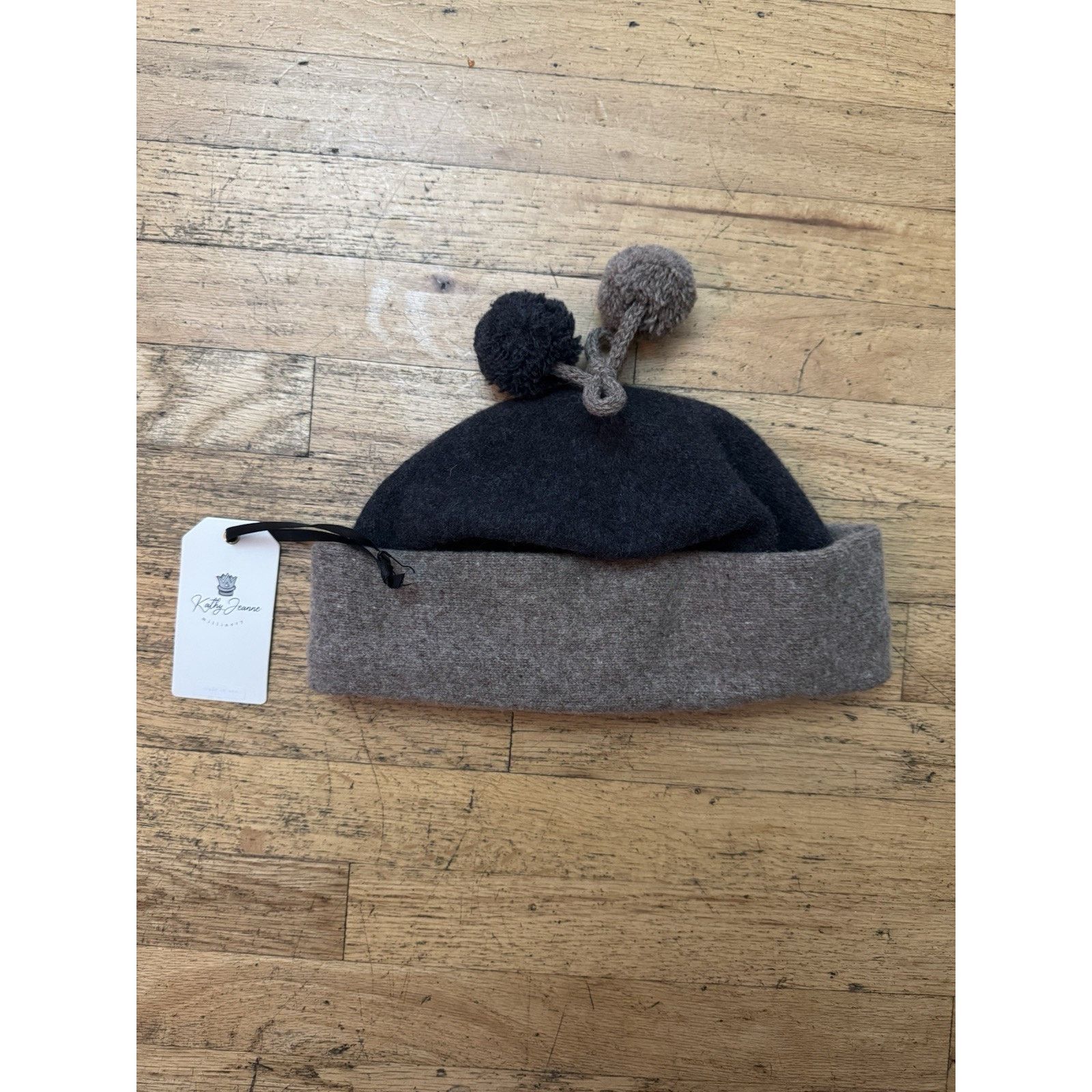 Other Kathy Jeanne Millinery Wool Beret Hat Gray Taupe Double Pom Size ONE SIZE - 4 Thumbnail