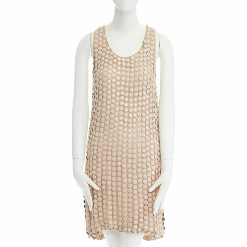 Stella McCartney STELLA MCCARTNEY 2005 pink metal paillettes racer back mini dress IT42 M Size M / US 6-8 / IT 42-44 - 1 Thumbnail