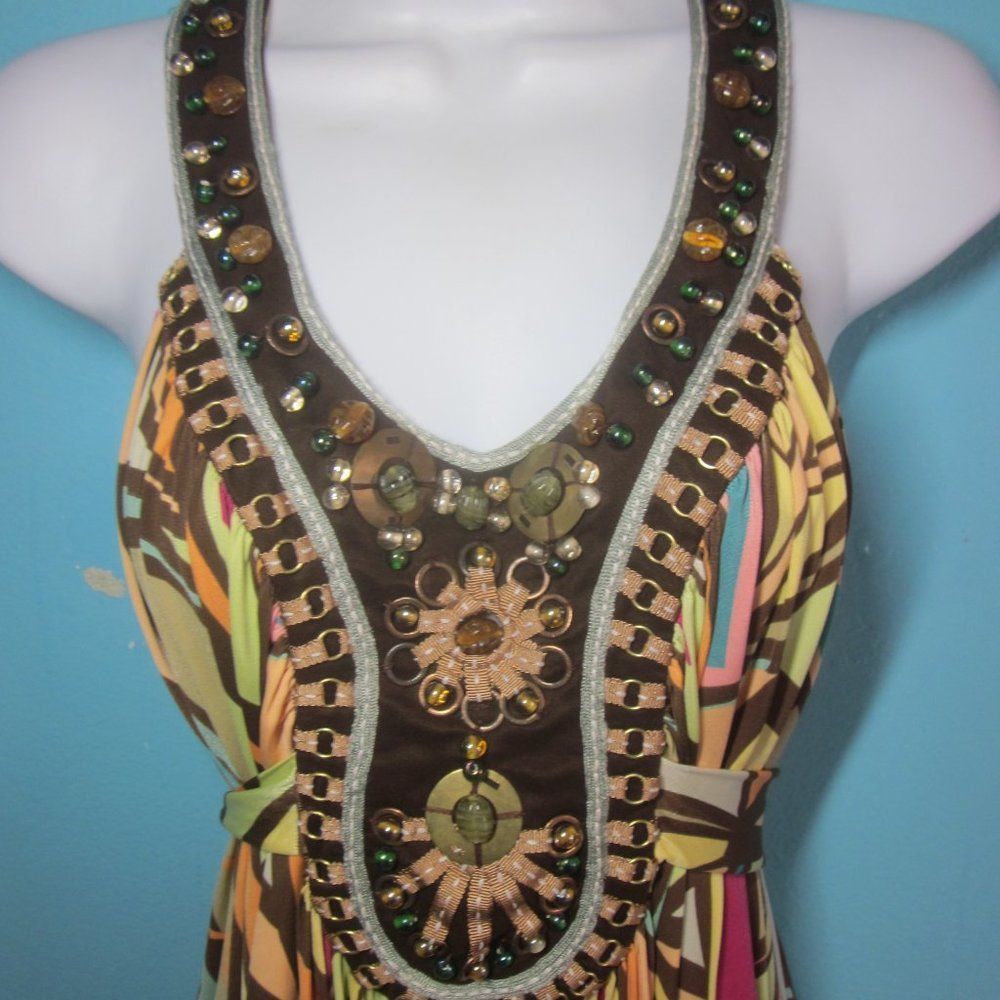 Anthropologie Ranna Gill Embellished Midi Halter Style Dress Size S Size S / US 4 / IT 40 - 11 Thumbnail