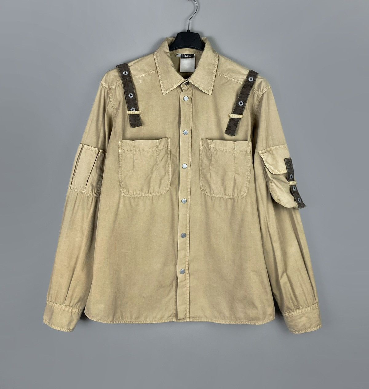 Vintage 2003 D&G Dolce & Gabbana Cargo Bondage Shirt XL