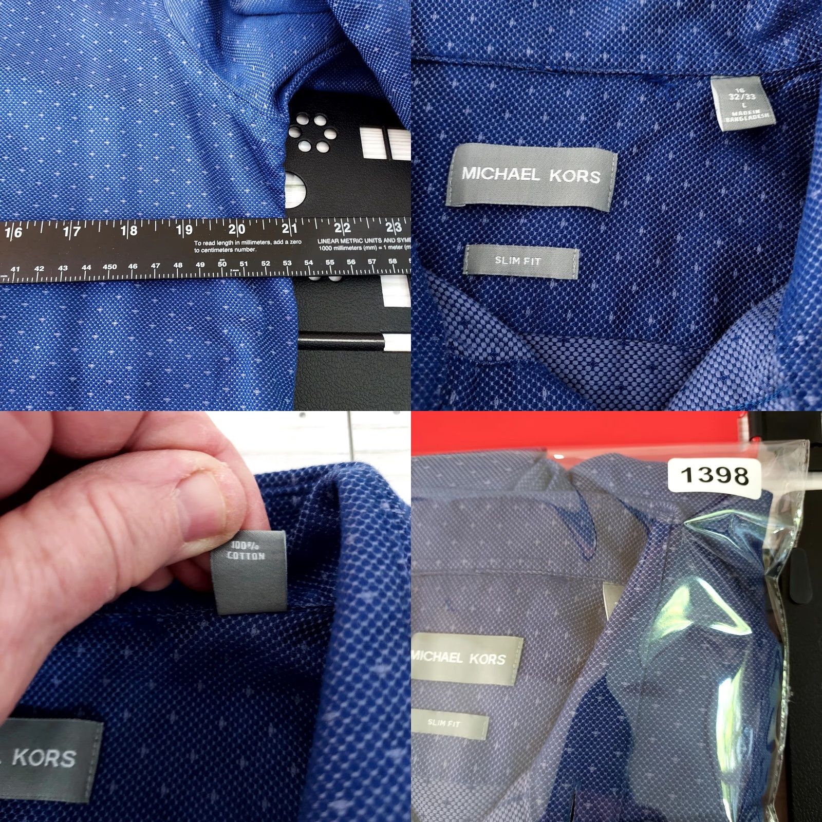 Vintage Michael Kors Mens 16 32/33 Slim Fit Long Sleeve Button Up Shirt Purple Diamond Dress Shirt Mens Slim Purple Diamond Size US L / EU 52-54 / 3 - 9 Thumbnail