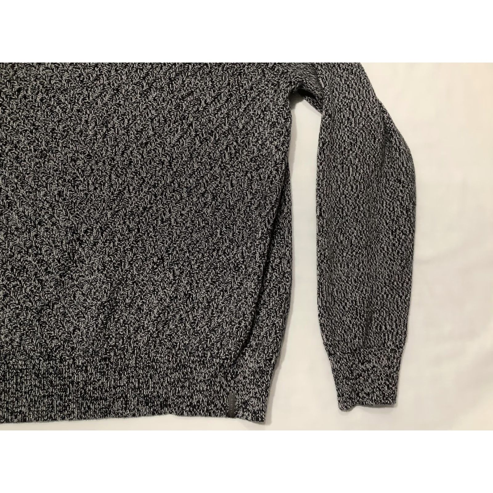 Vintage Calvin Klein Jeans Sweater Mens Medium Gray Herringbone Mock Neck 1/4 Zip Pullover Knit Long Sleeve Casual Size US M / EU 48-50 / 2 - 5 Thumbnail