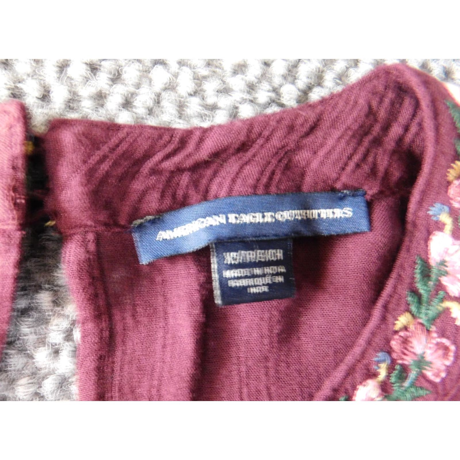 American Eagle Outfitters American Eagle Outfitters Womens Dress A-Line XS Floral Off the Shoulder Knee Length Red Blue Raglan Sleeve Long Sleeve 0? Size XS / US 0-2 / IT 36-38 - 5 Thumbnail